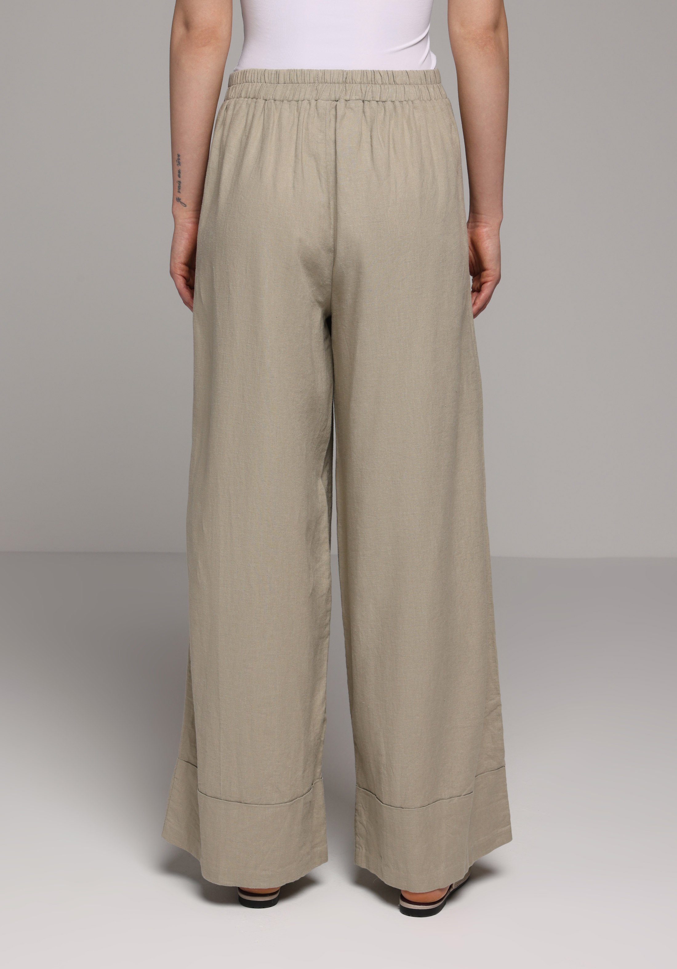 Regular Fit Yüksel Bel Geniş Paça Kadın Yeşil  Pantolon