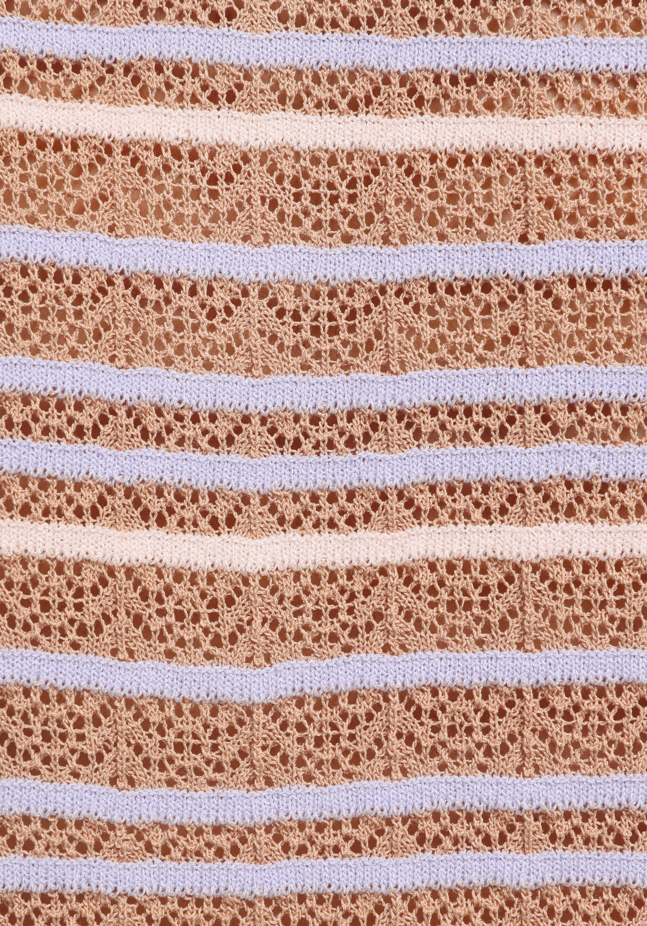 Slim Fit Polo Yaka Çizgili Kadın Bej Kısa Kol Kazak