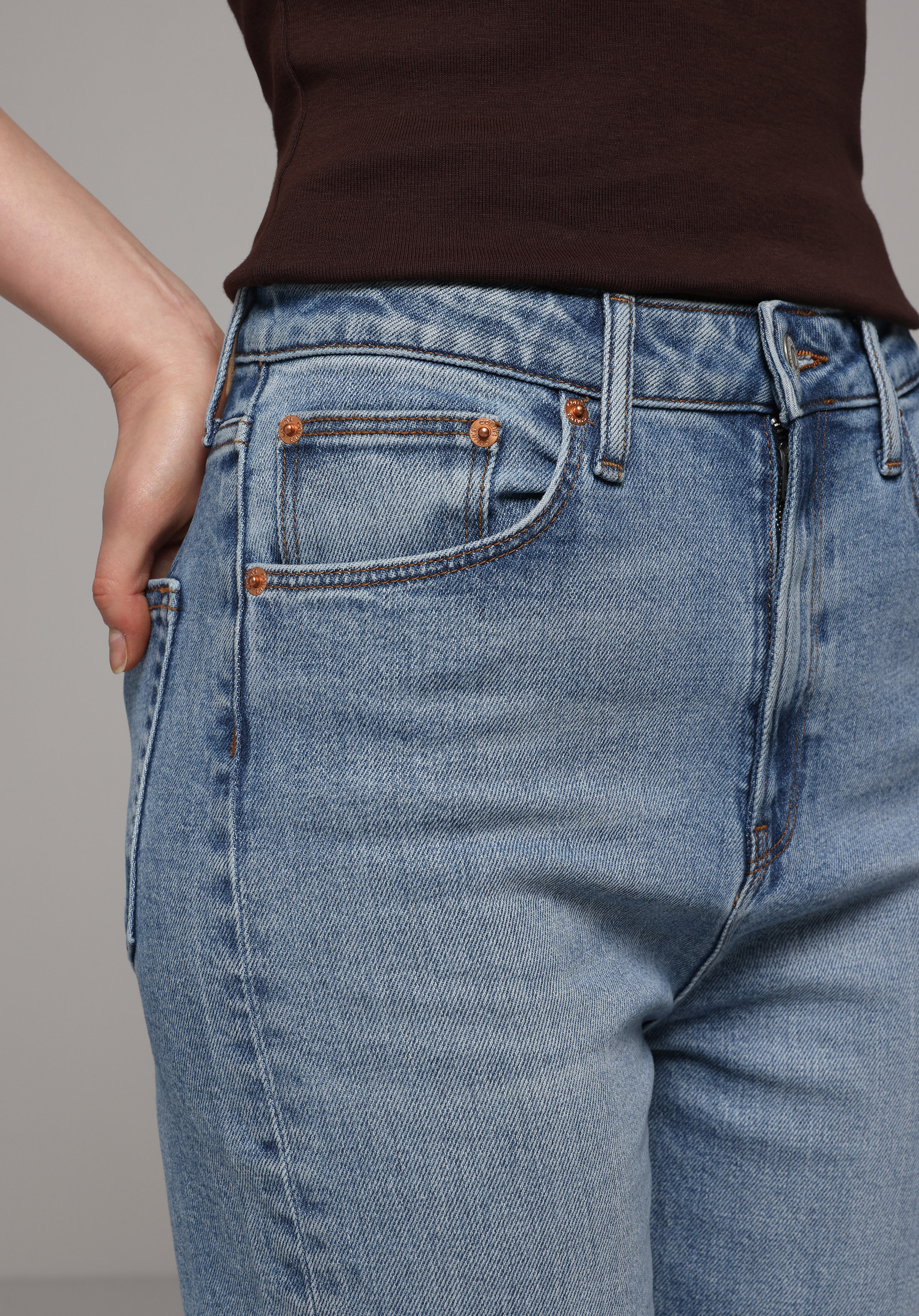 Straight Fit   Kadın Mid İndigo Denim Jean Pantolon