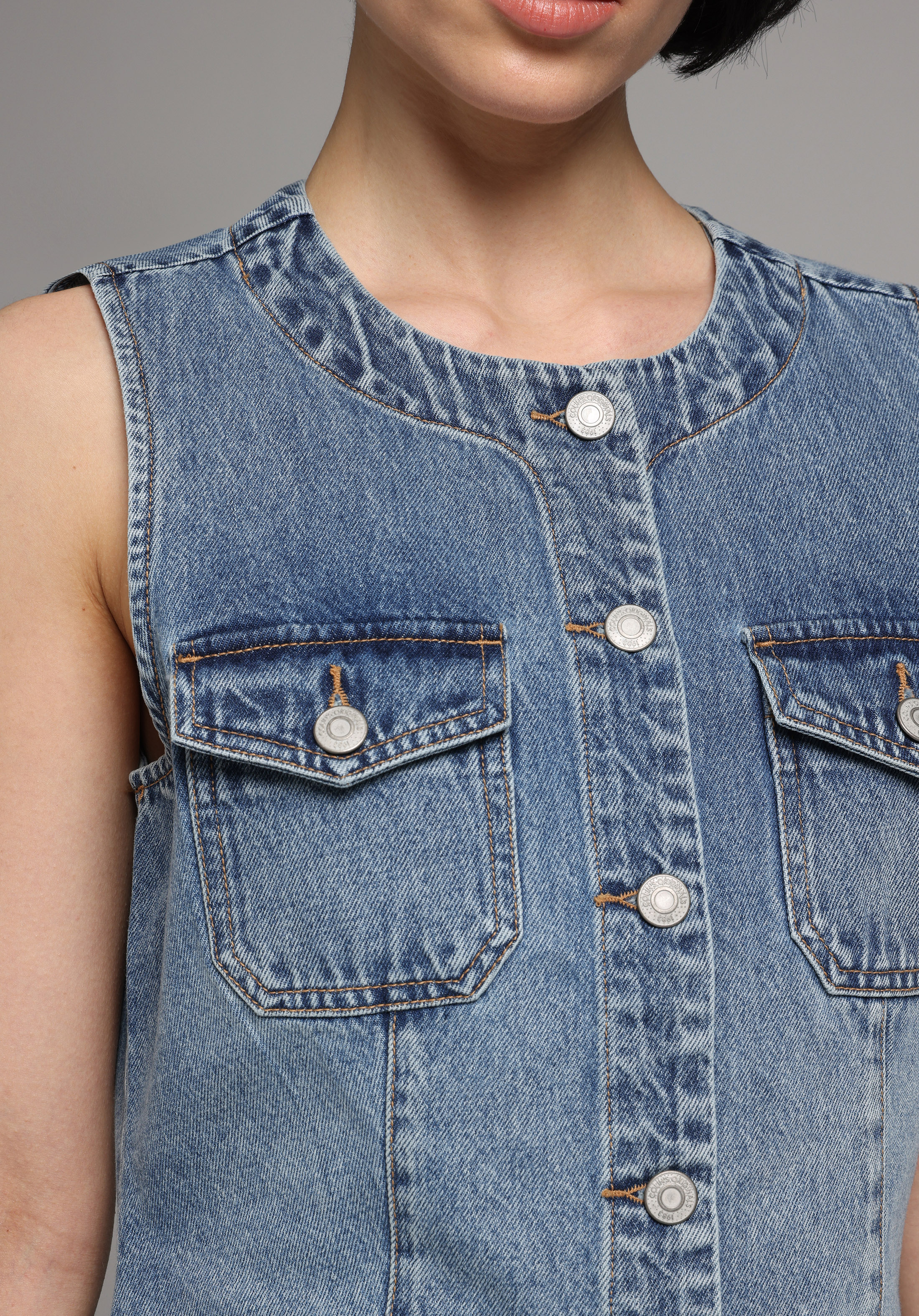 Slim Fit     Kadın Light İndigo Denim Yelek