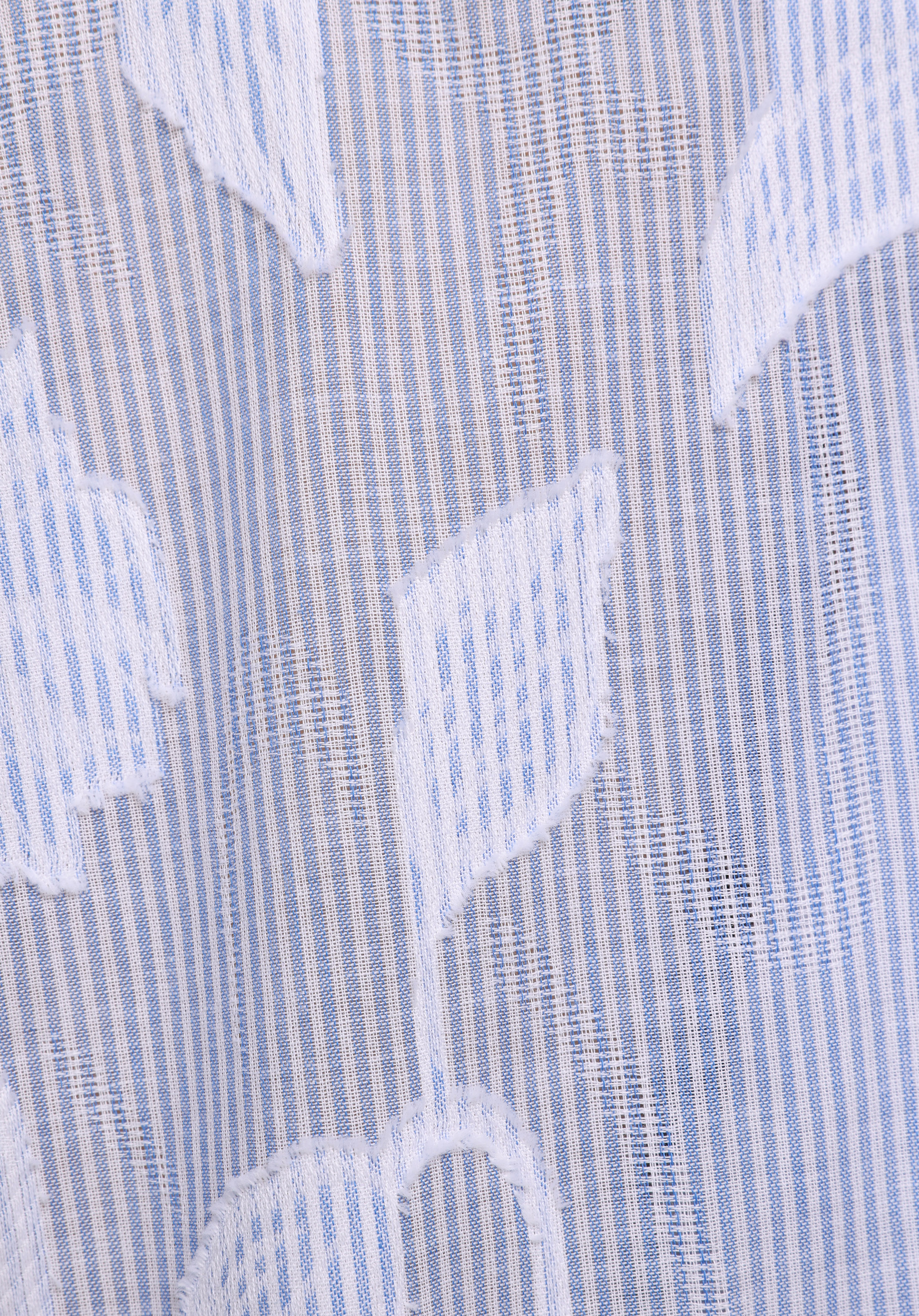 Boyfriend Fit Shirt Neck Jakarlı Kadın Mavi Uzun Kol Gömlek