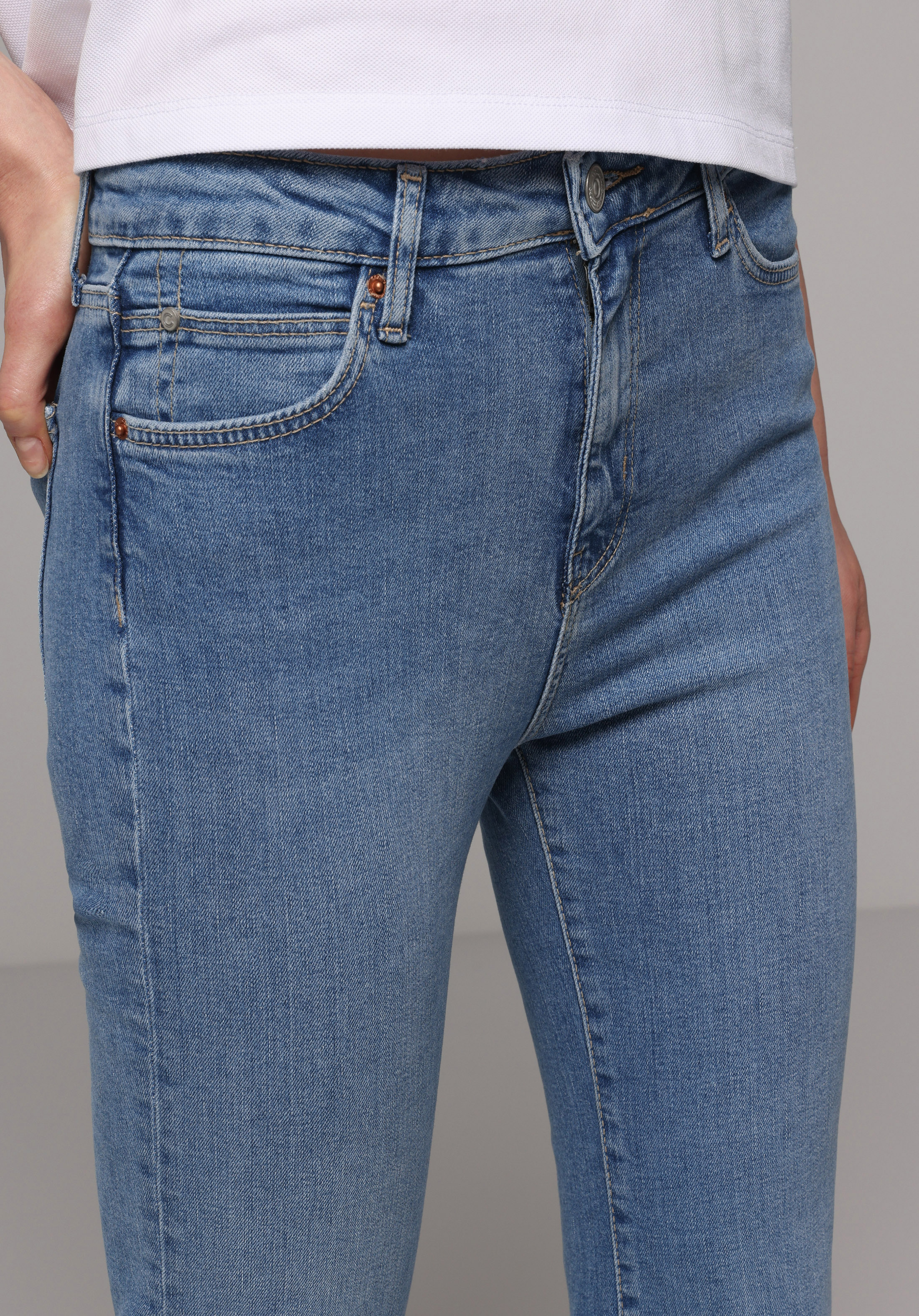 Slim Fit   Kadın Mid İndigo Denim Jean Pantolon