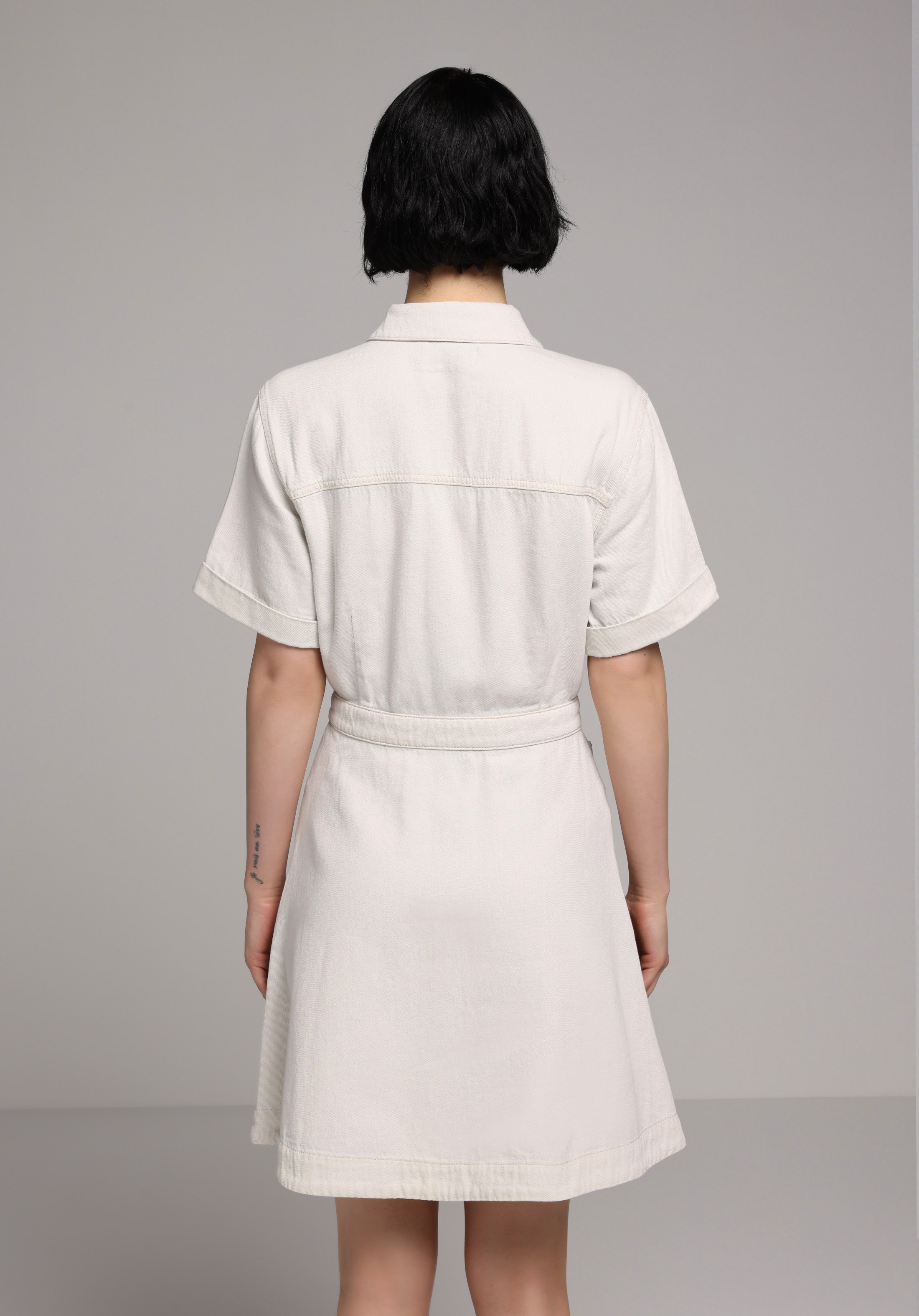 Regular Fit Düz Kadın Colour Denim Kısa Kol Elbise