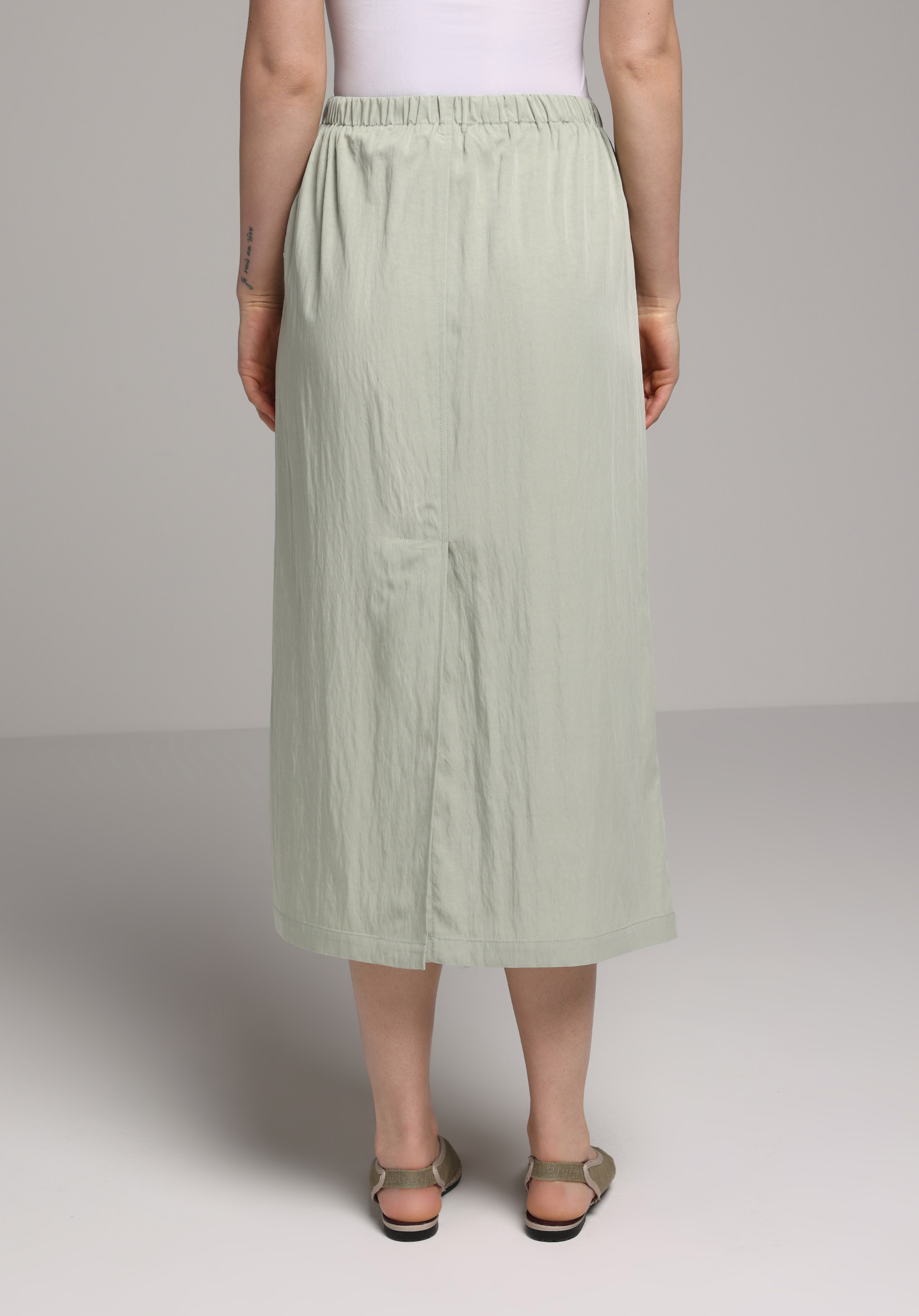 Midi Düz  Kadın Yeşil Etek