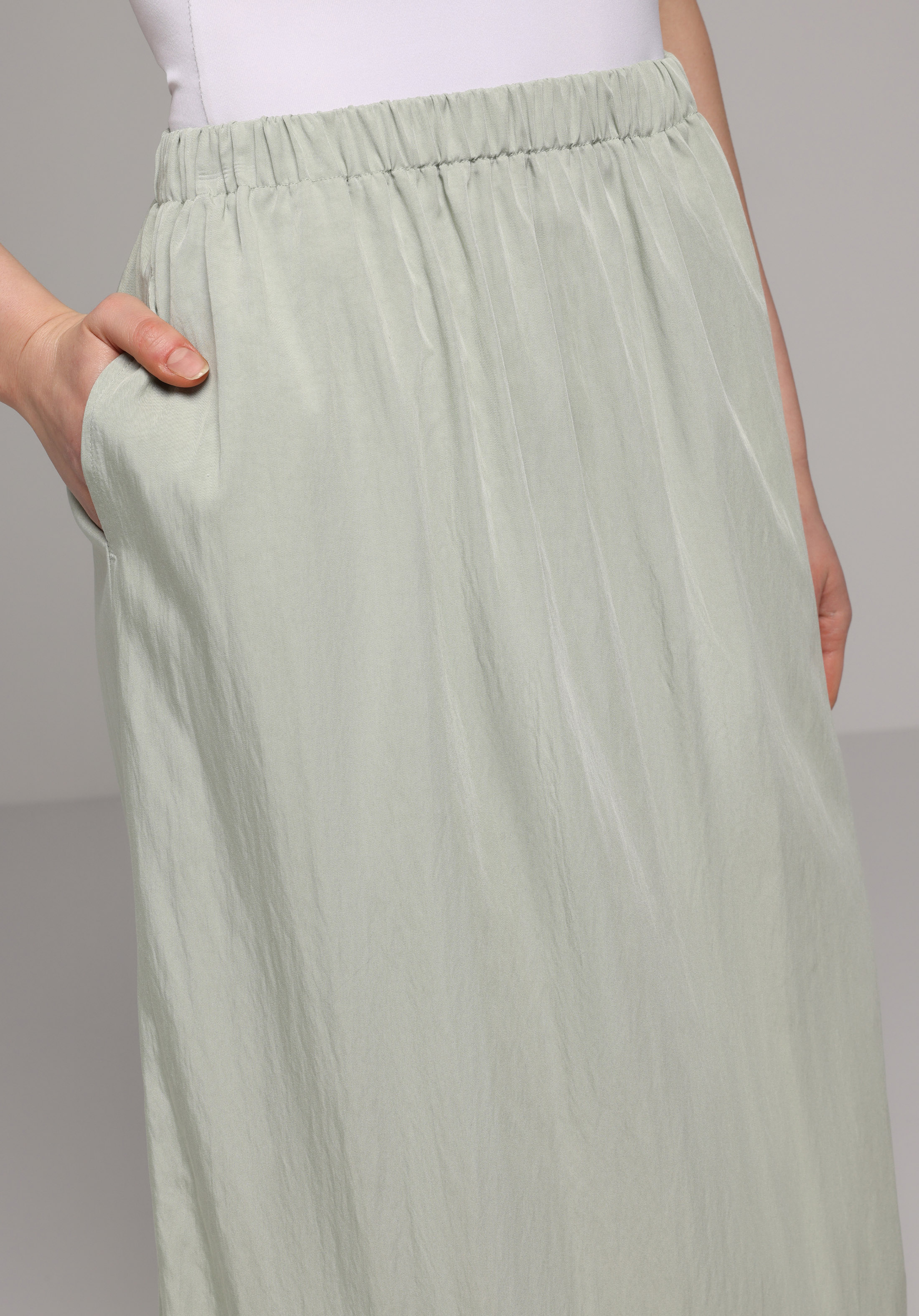 Midi Düz  Kadın Yeşil Etek