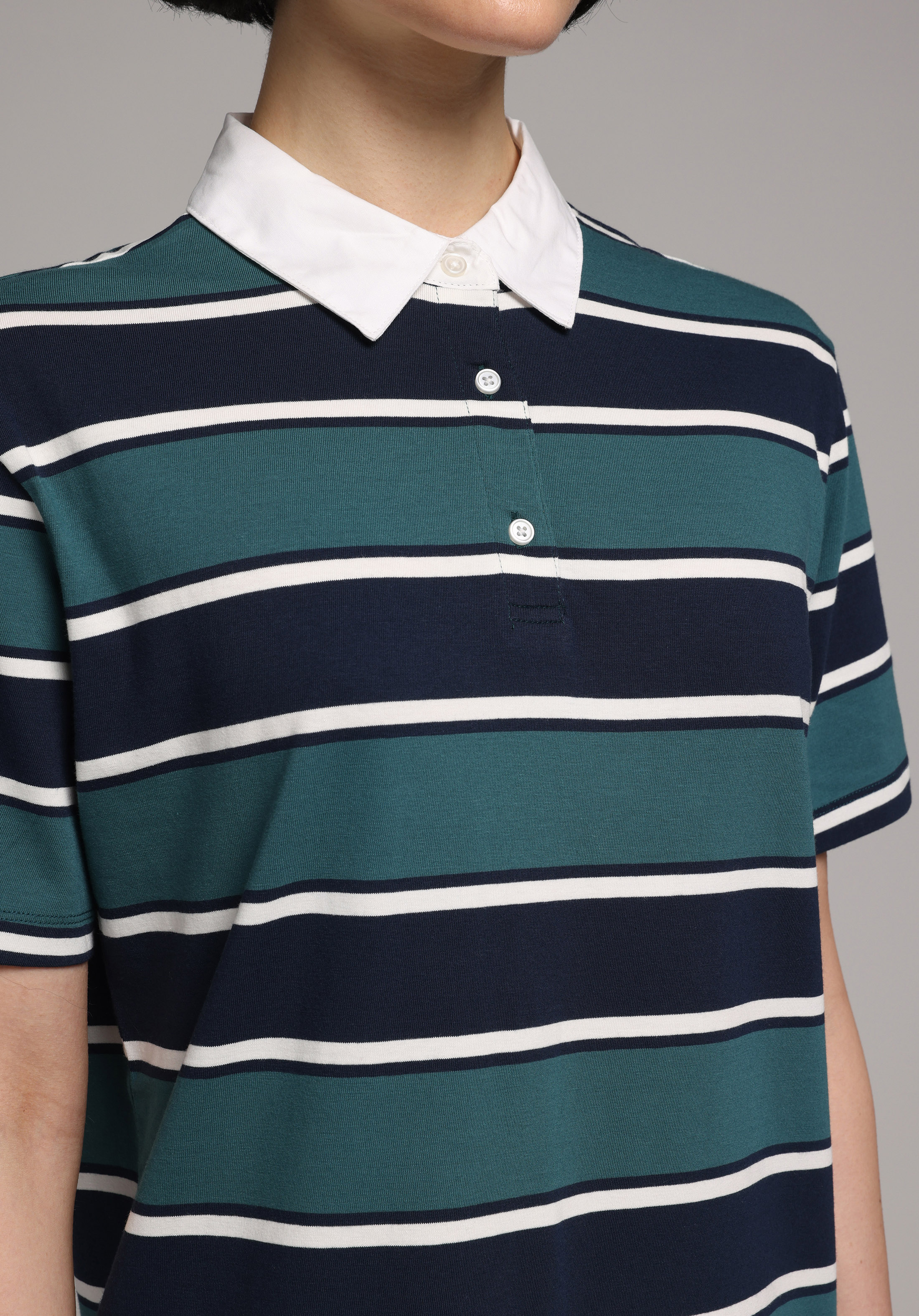 Regular Fit Çizgili Kadın Çok Renkli Kısa Kol Elbise