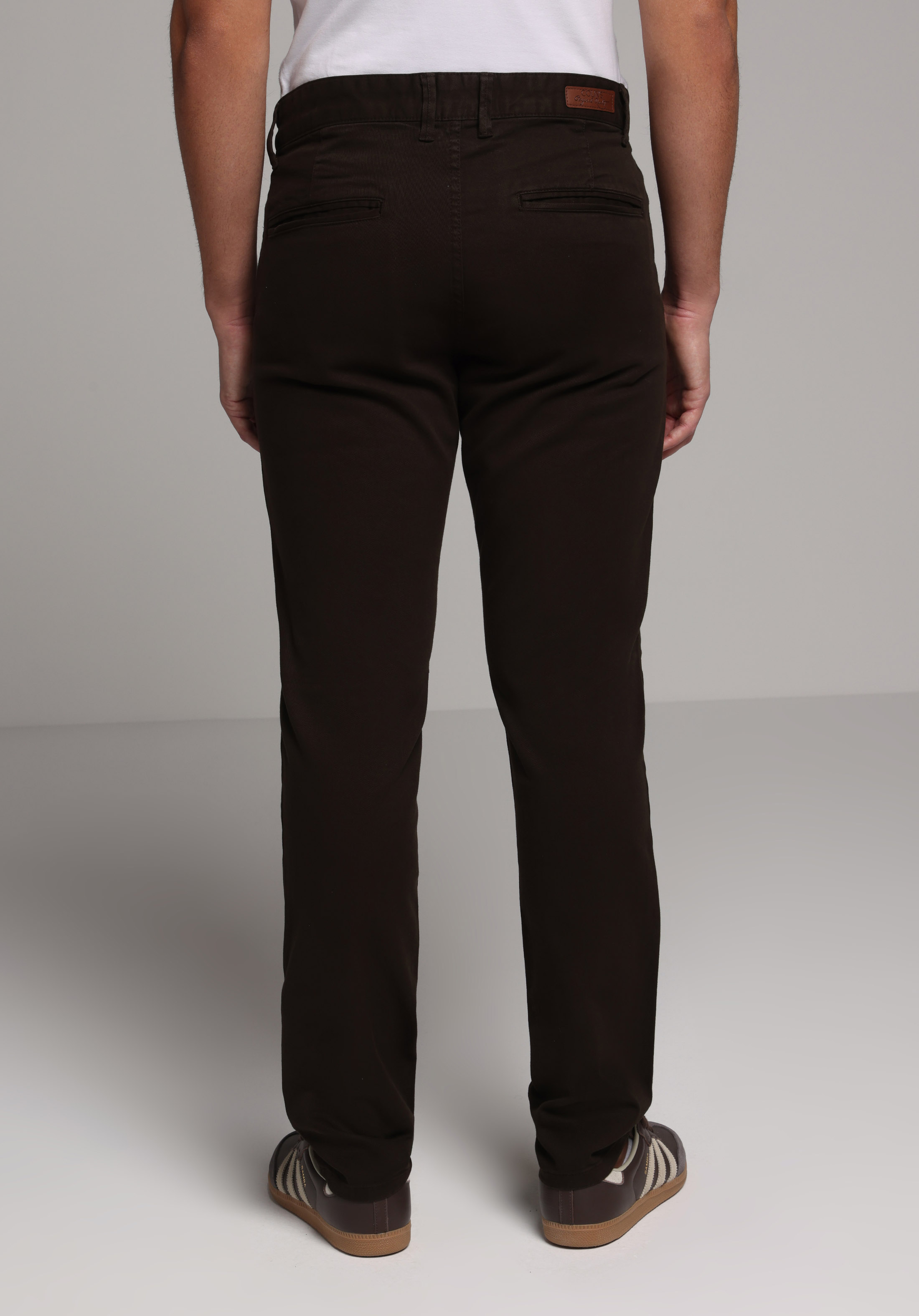 Slim Fit Orta Bel Düz Paça Erkek Kahverengi  Pantolon