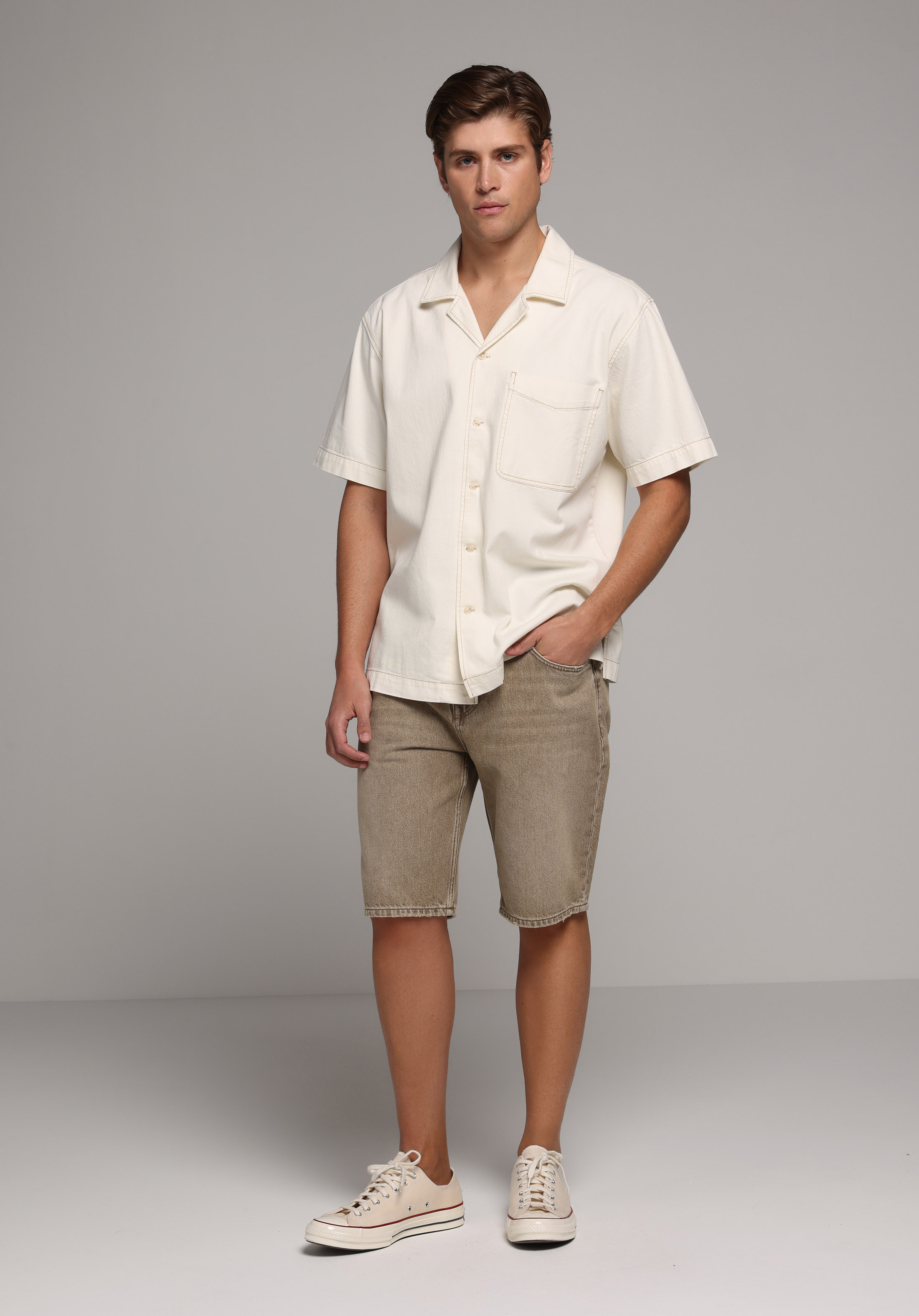 Regular Fit Orta Bel Düz Erkek Colour Denim Jean Şort