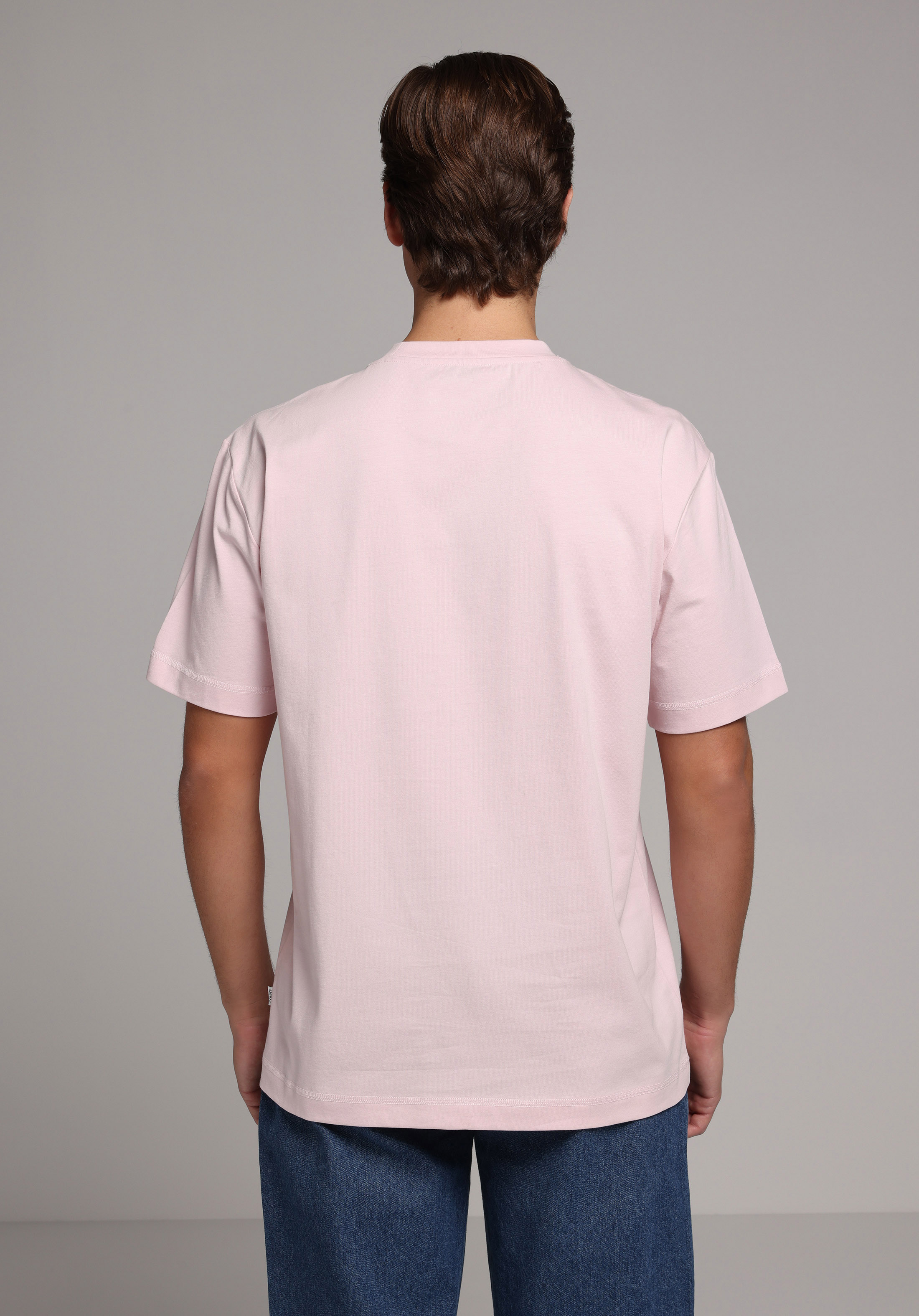 Comfort Fit Yuvarlak Yaka Düz Erkek Pembe Kısa Kol Tişört