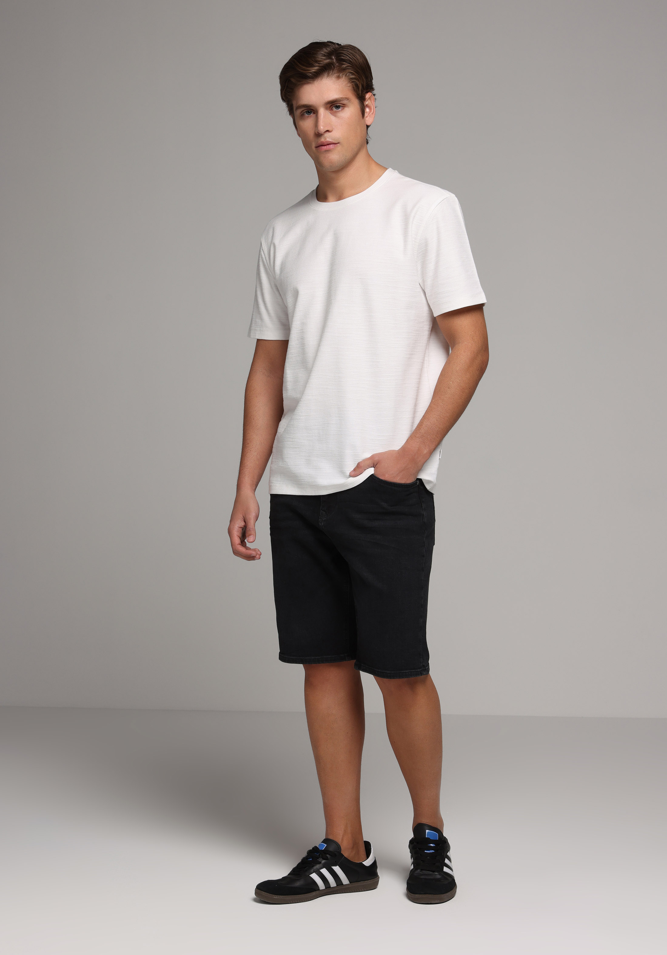 Regular Fit Orta Bel Düz Erkek Black Black Denim Jean Şort