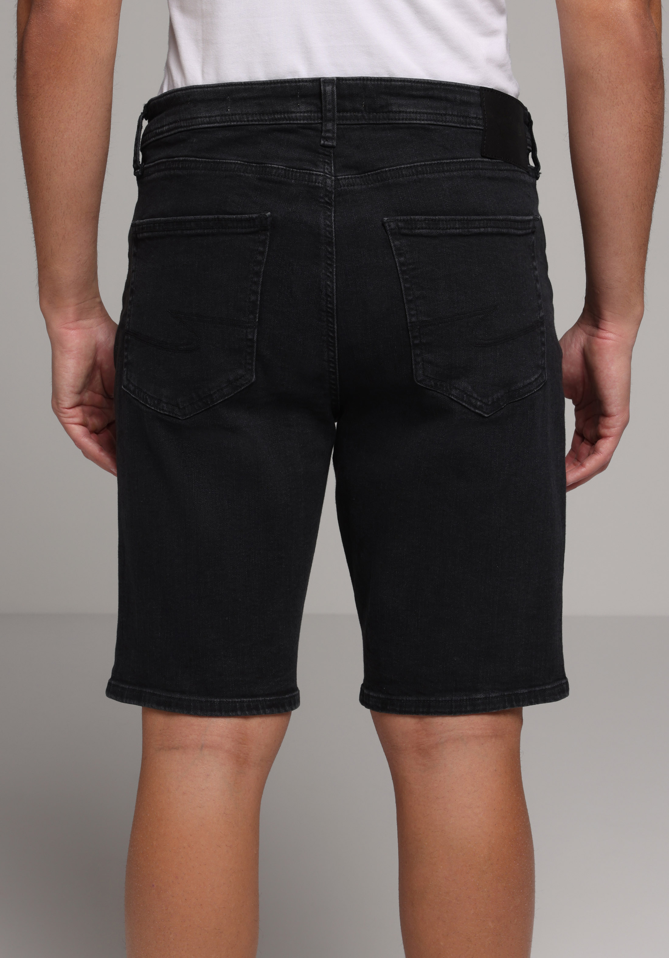 Regular Fit Orta Bel Düz Erkek Black Black Denim Jean Şort