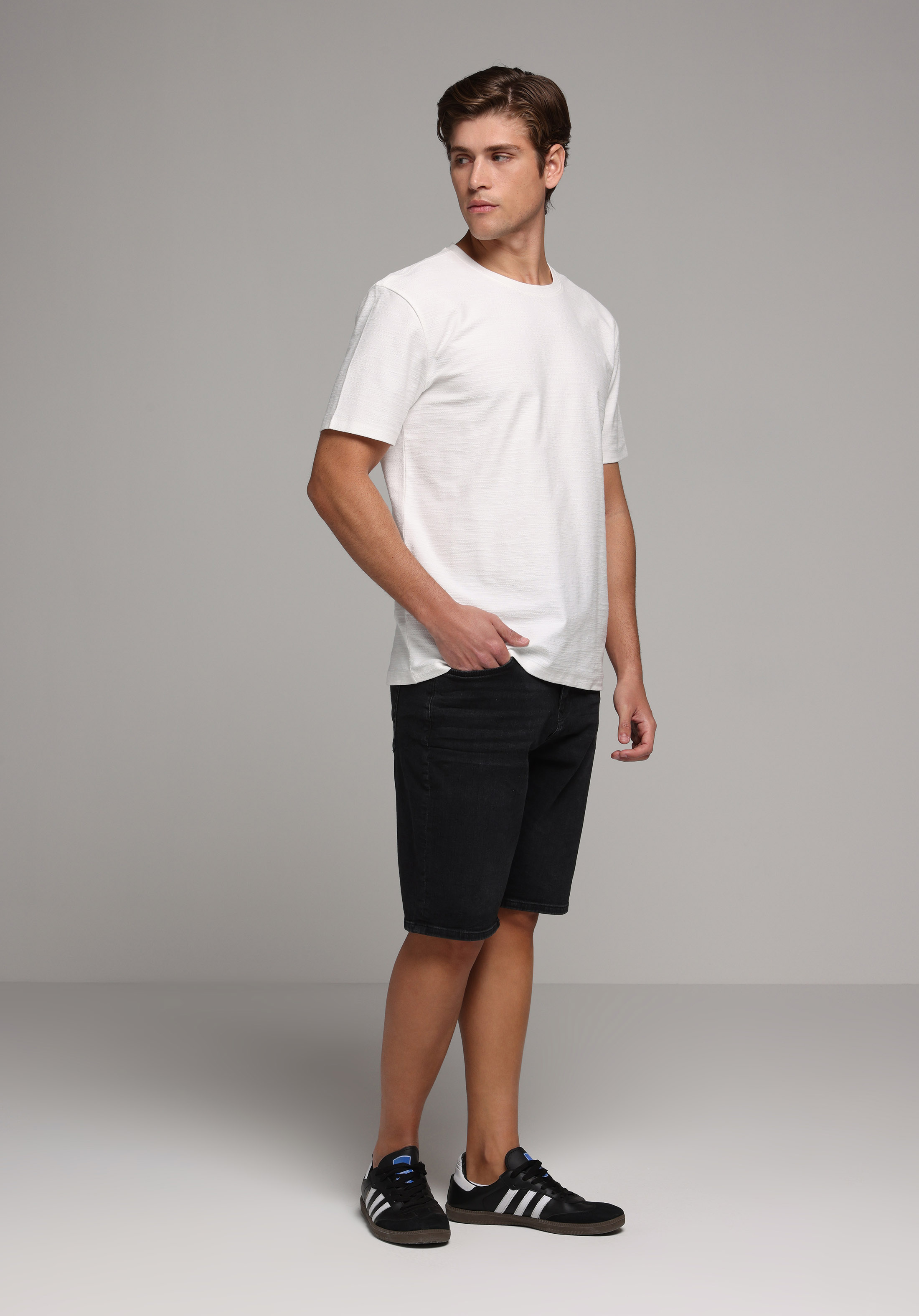 Regular Fit Orta Bel Düz Erkek Black Black Denim Jean Şort