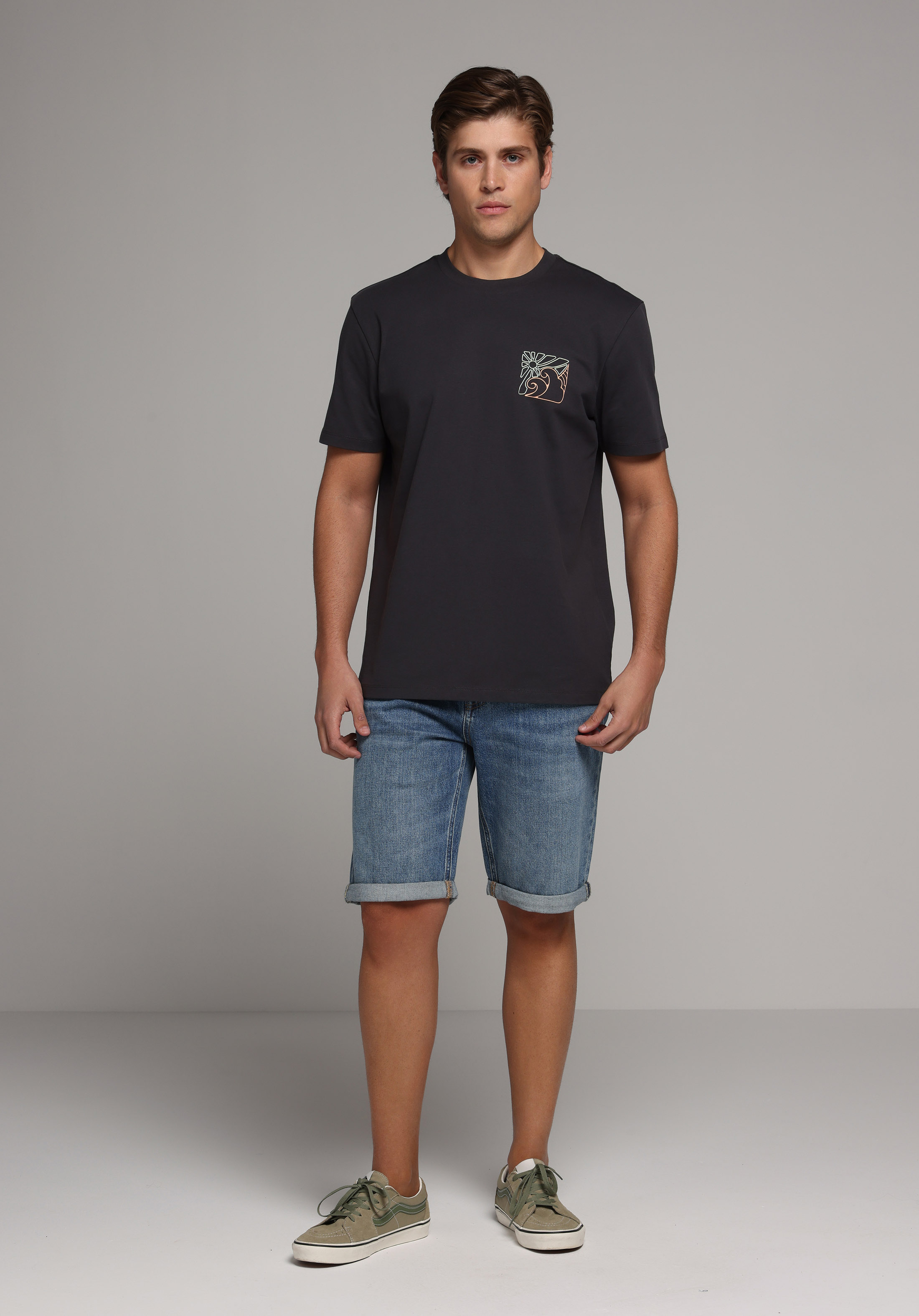 Straight Fit Düşük Bel Düz Erkek Mid İndigo Denim Jean Şort