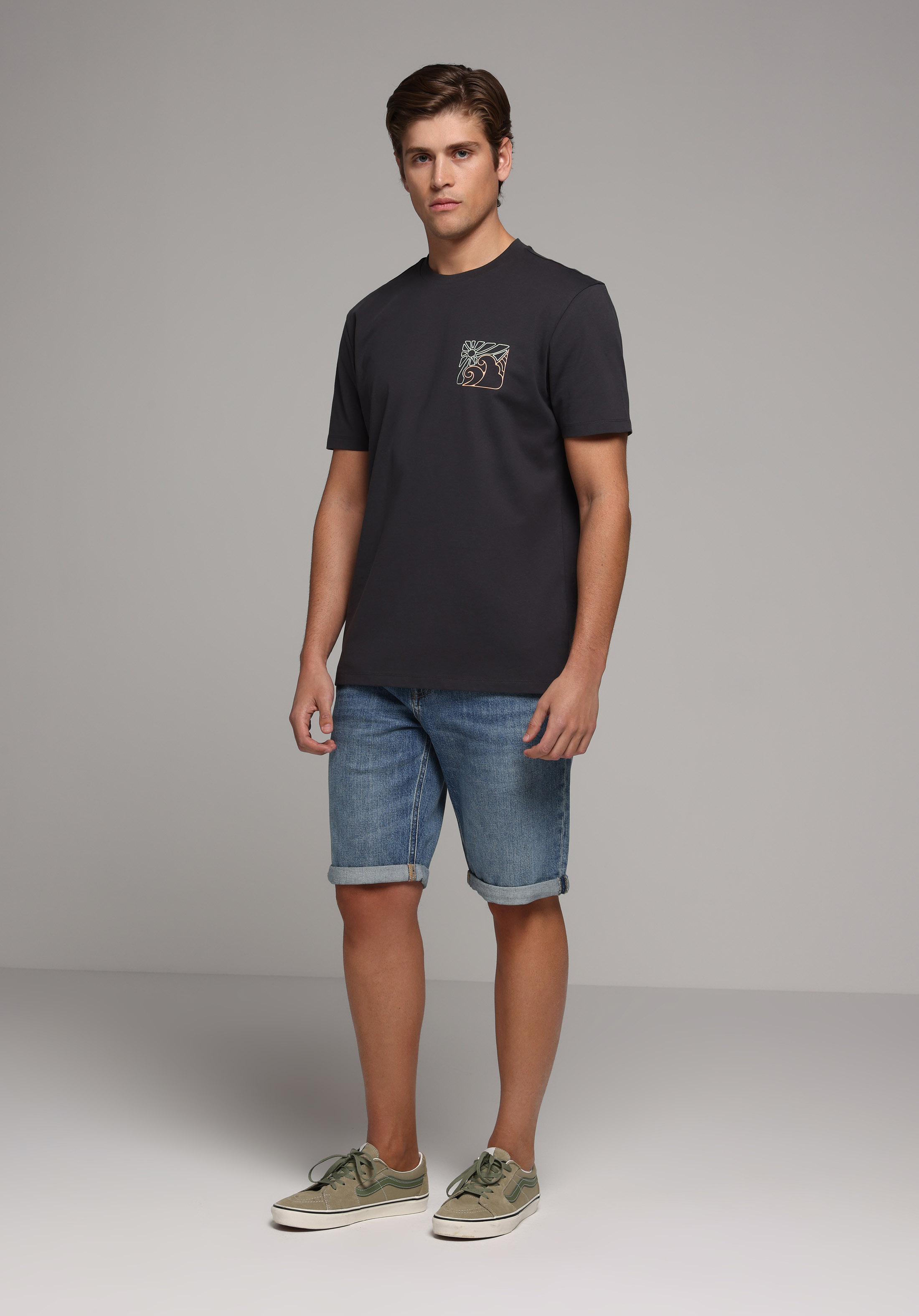 Straight Fit Düşük Bel Düz Erkek Mid İndigo Denim Jean Şort