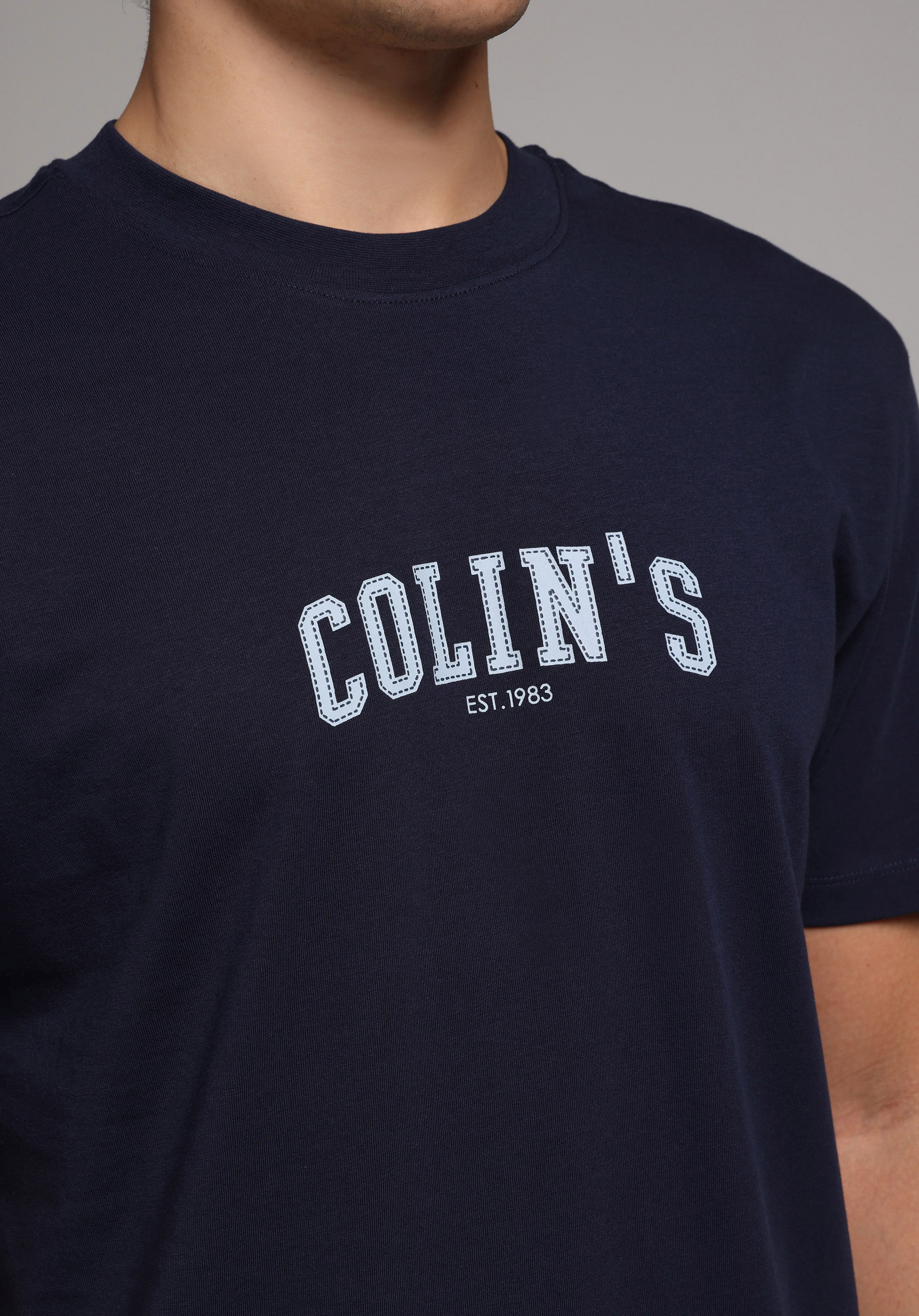 Regular Fit Yuvarlak Yaka Düz Erkek Lacivert Kısa Kol Tişört