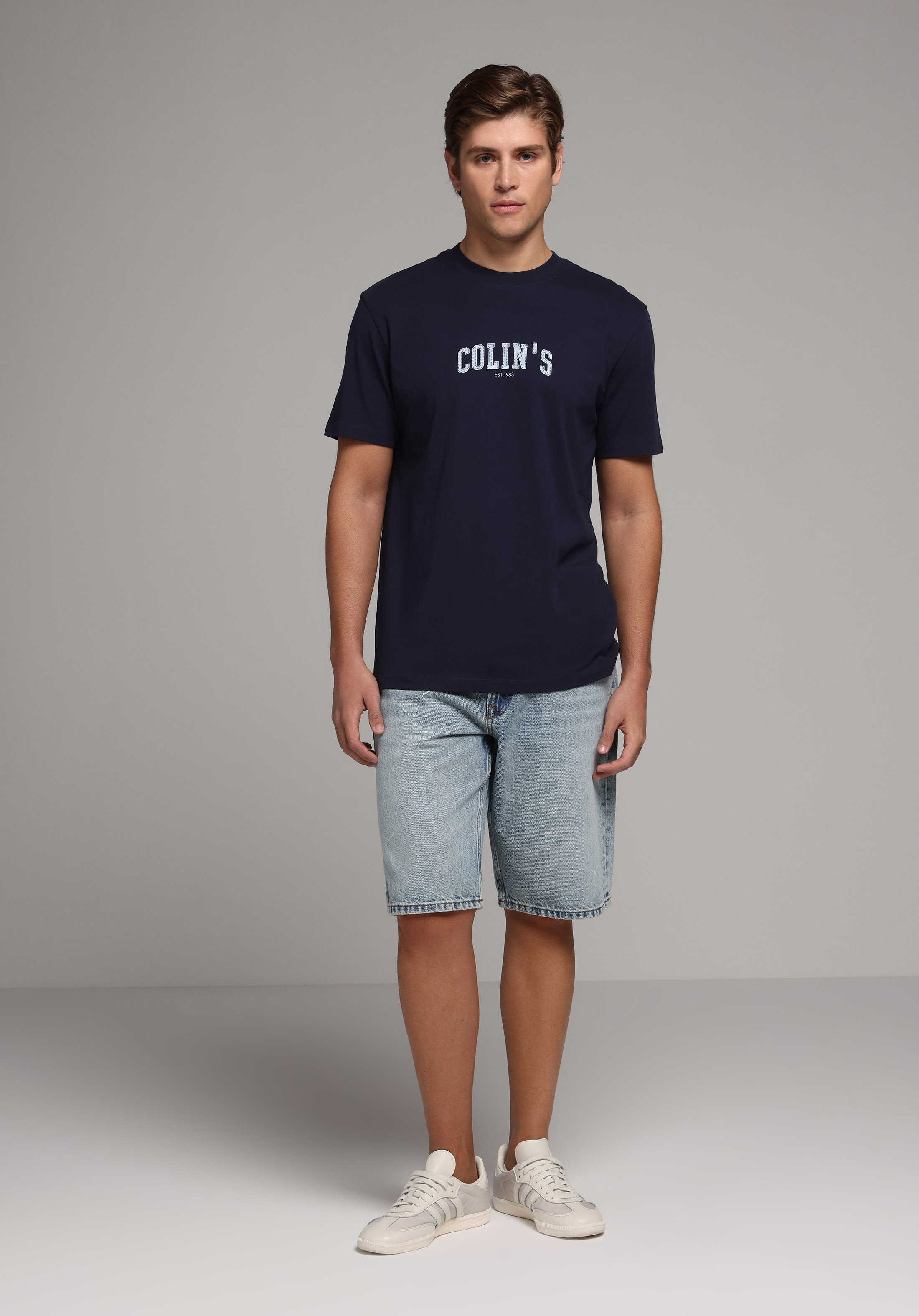 Loose Straight Fit Orta Bel Düz Erkek Light İndigo Denim Jean Şort