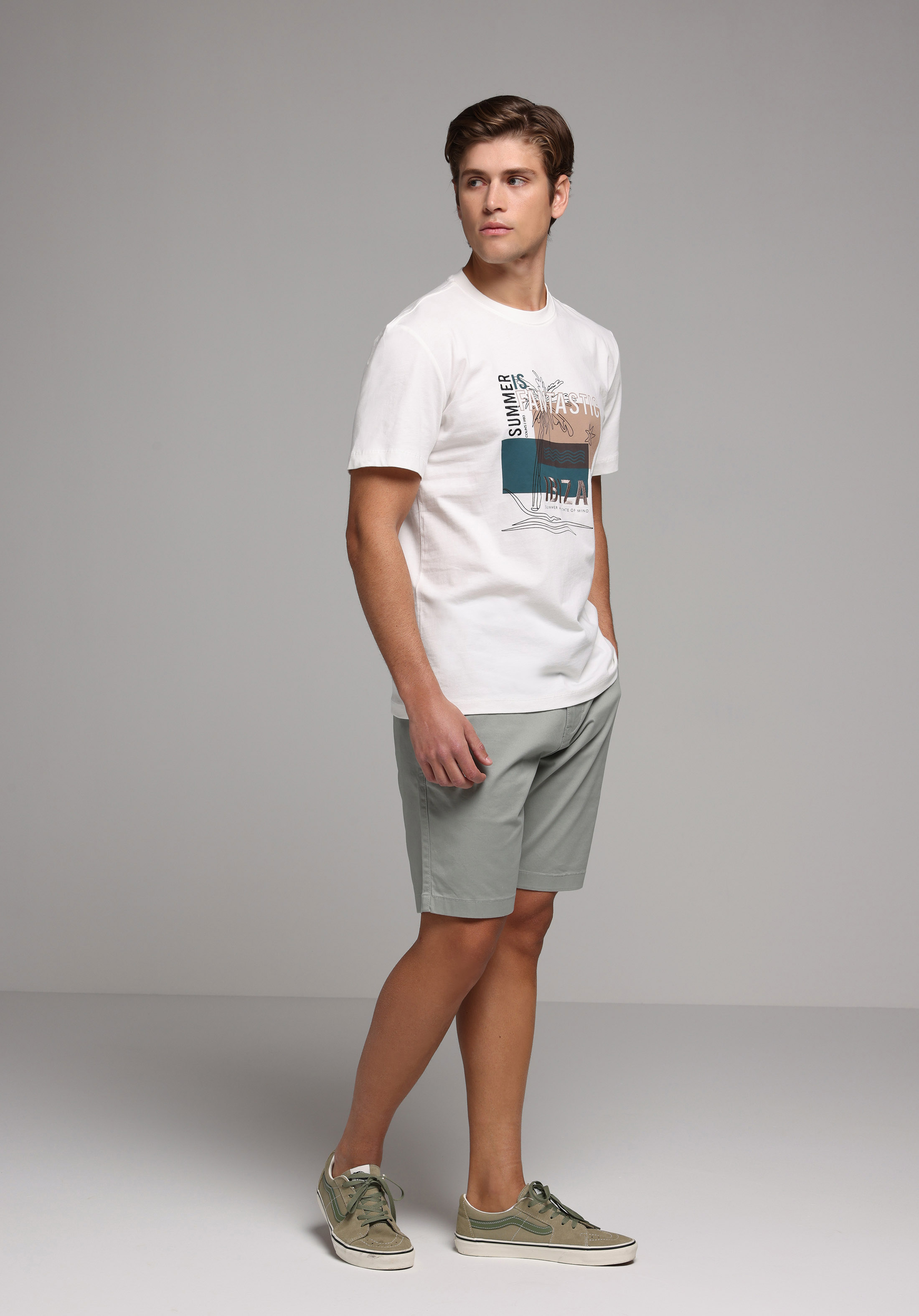 Regular Fit Yuvarlak Yaka Düz Erkek Beyaz Kısa Kol Tişört