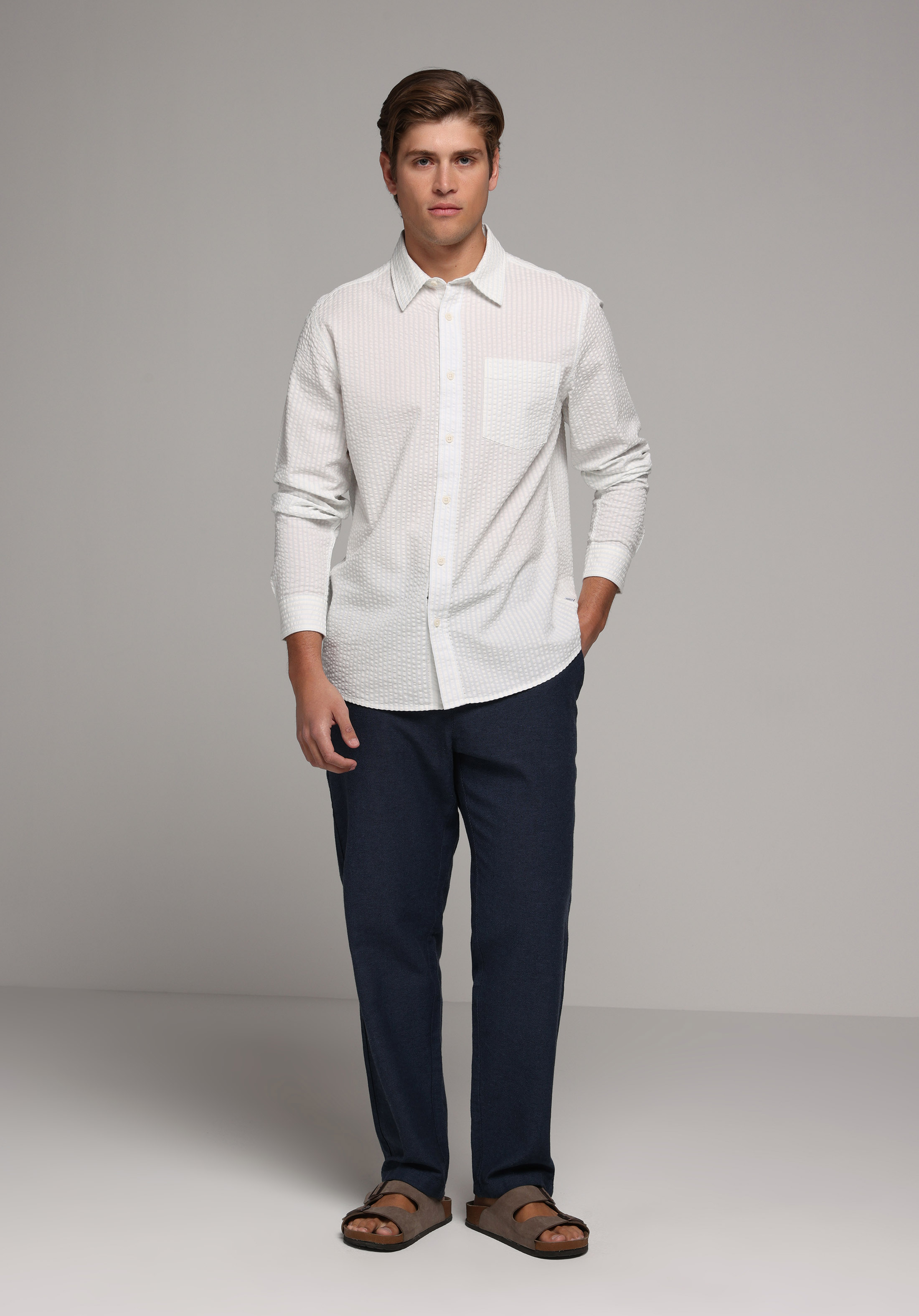 Regular Fit Orta Bel Düz Paça Erkek Lacivert  Pantolon