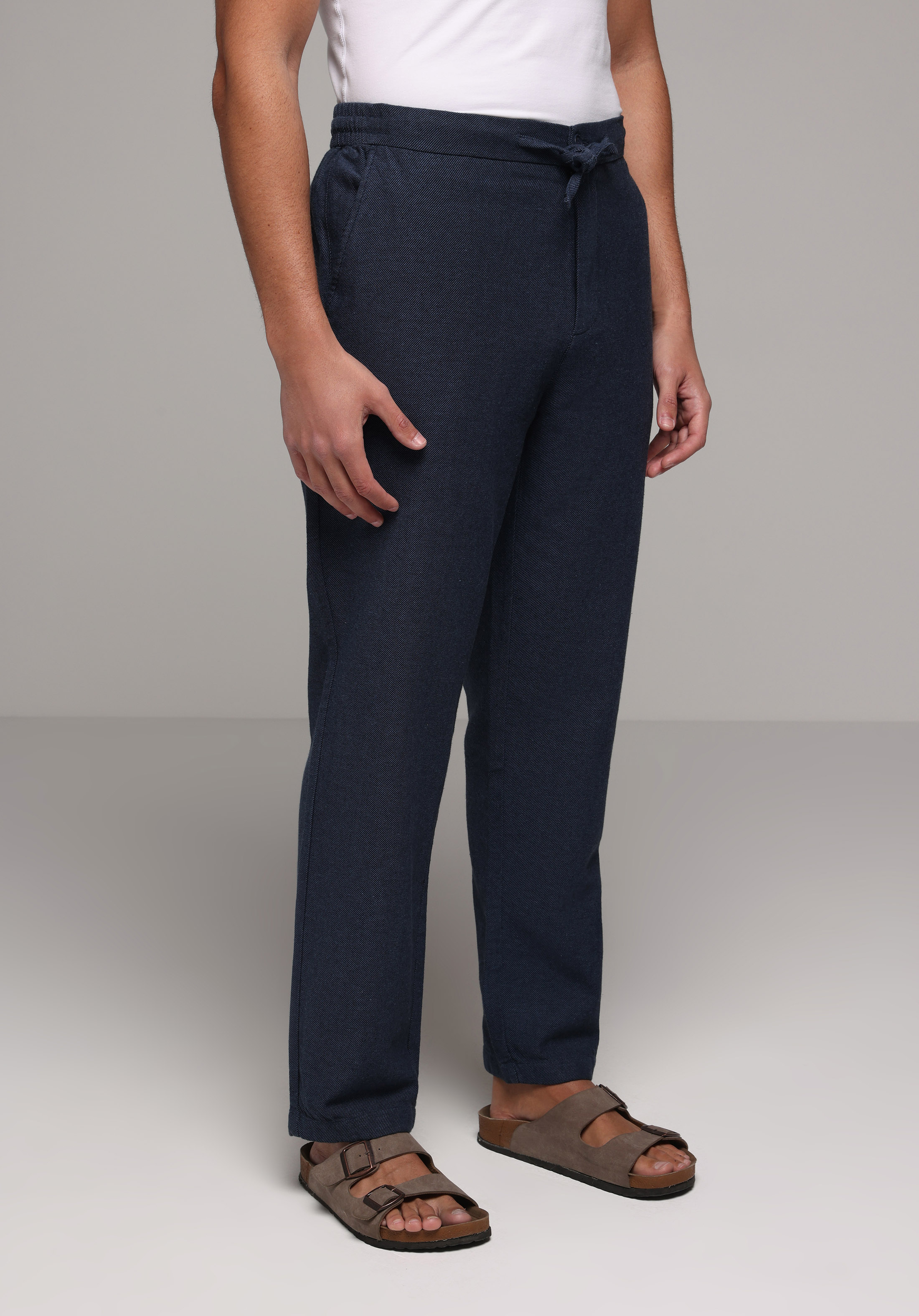 Regular Fit Orta Bel Düz Paça Erkek Lacivert  Pantolon