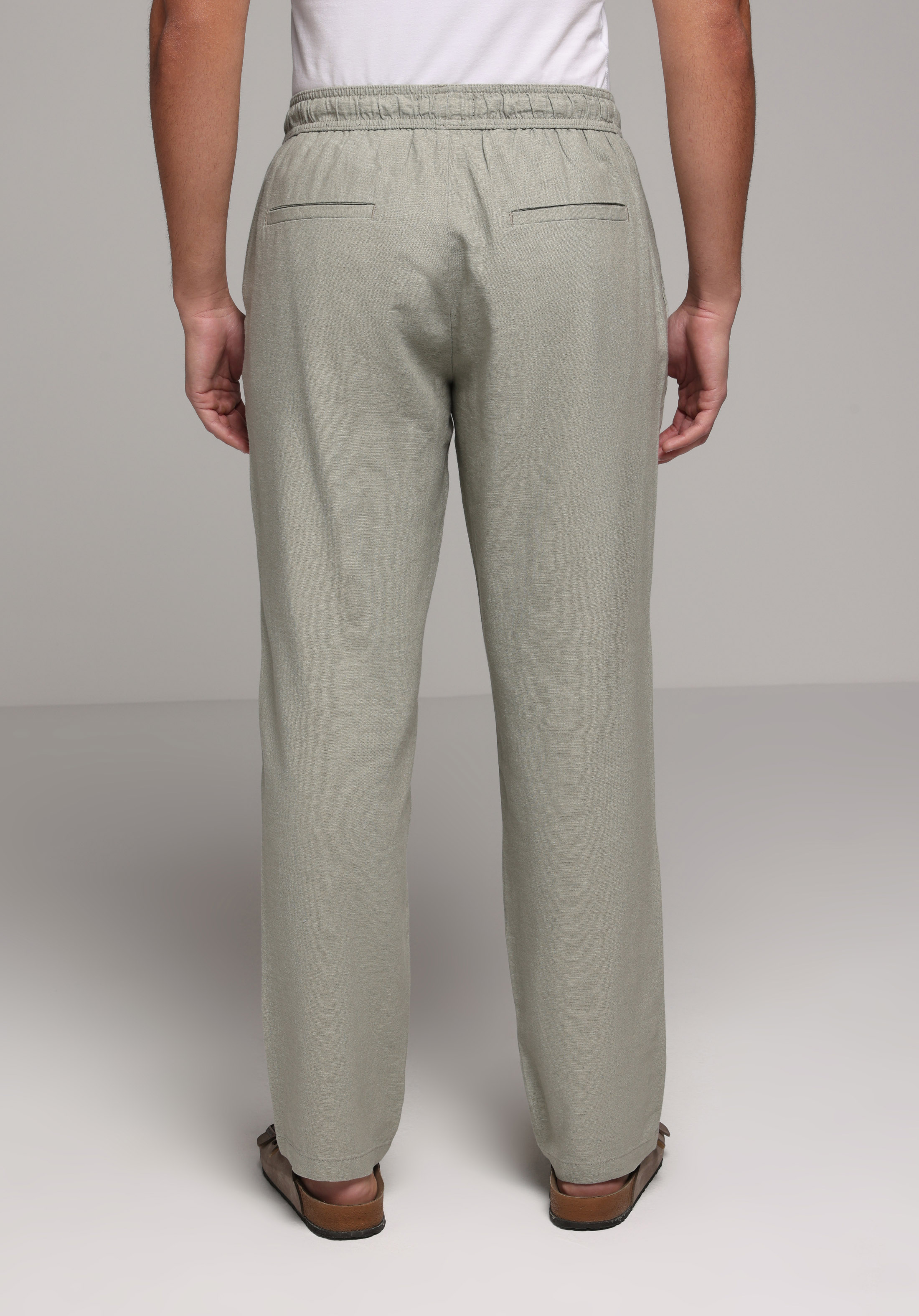 Regular Fit Orta Bel Düz Paça Erkek Yeşil  Pantolon