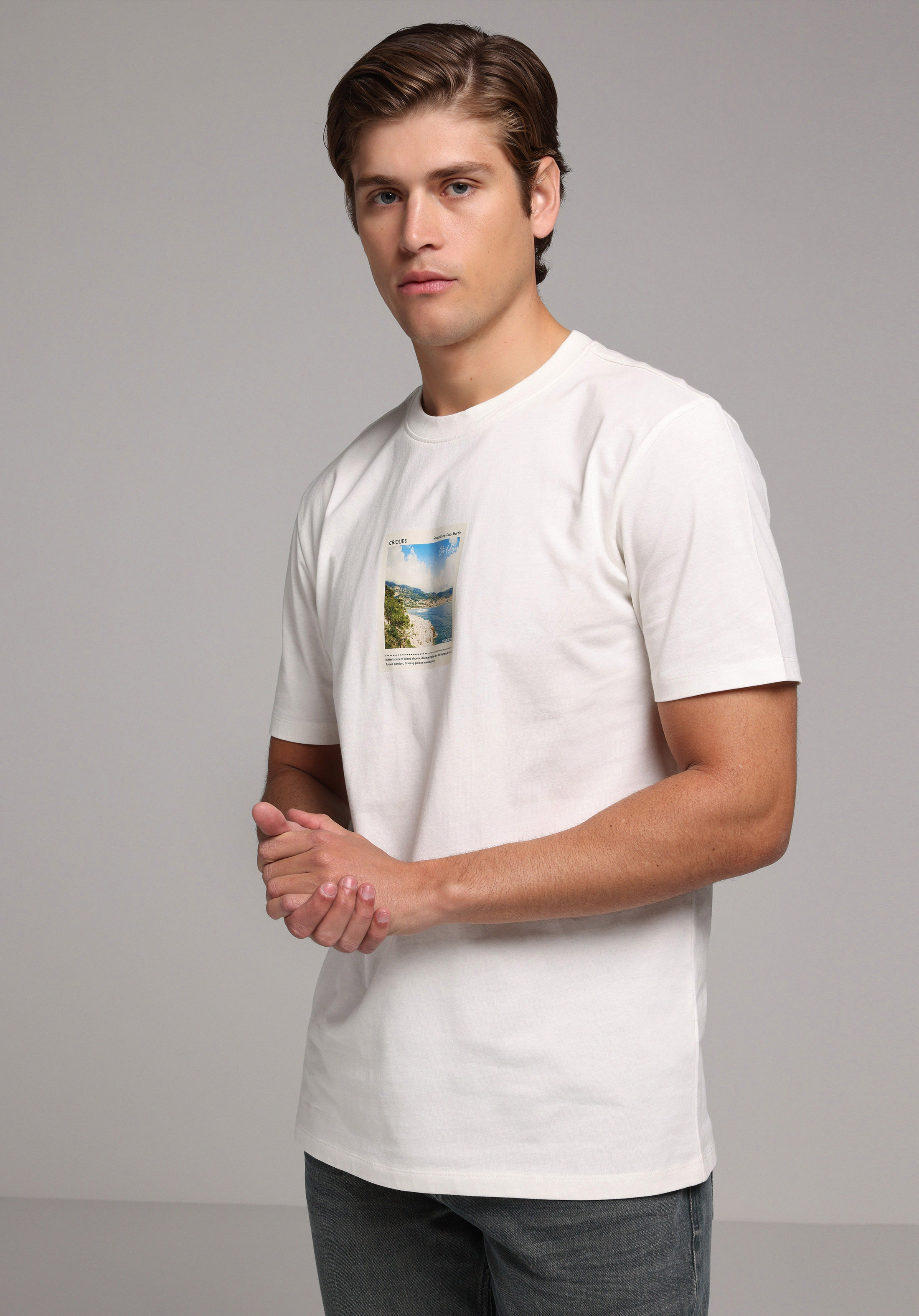 Regular Fit Yuvarlak Yaka Düz Erkek Beyaz Kısa Kol Tişört