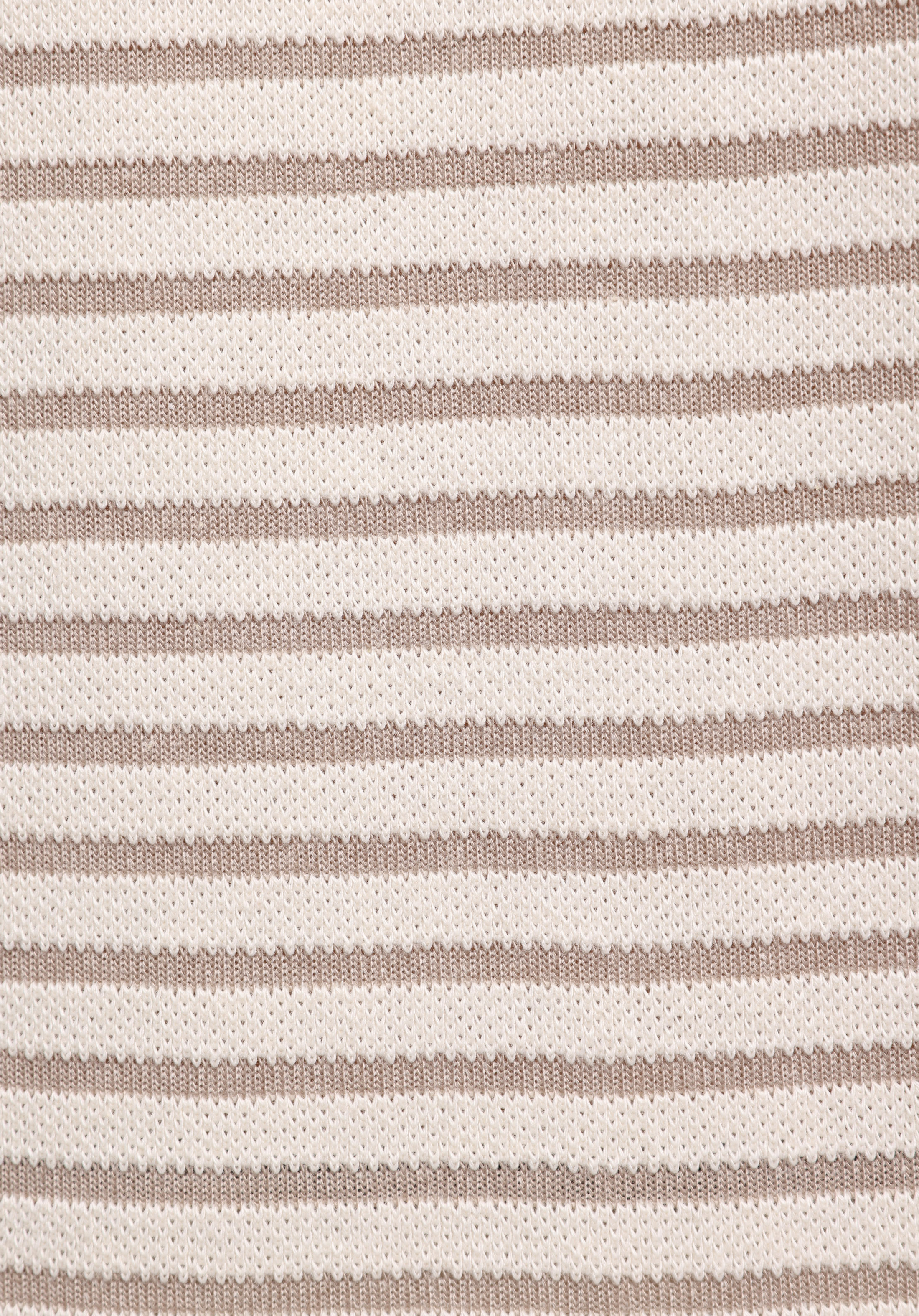 Comfort Fit Polo Yaka Çizgili Erkek Bej Kısa Kol Tişört