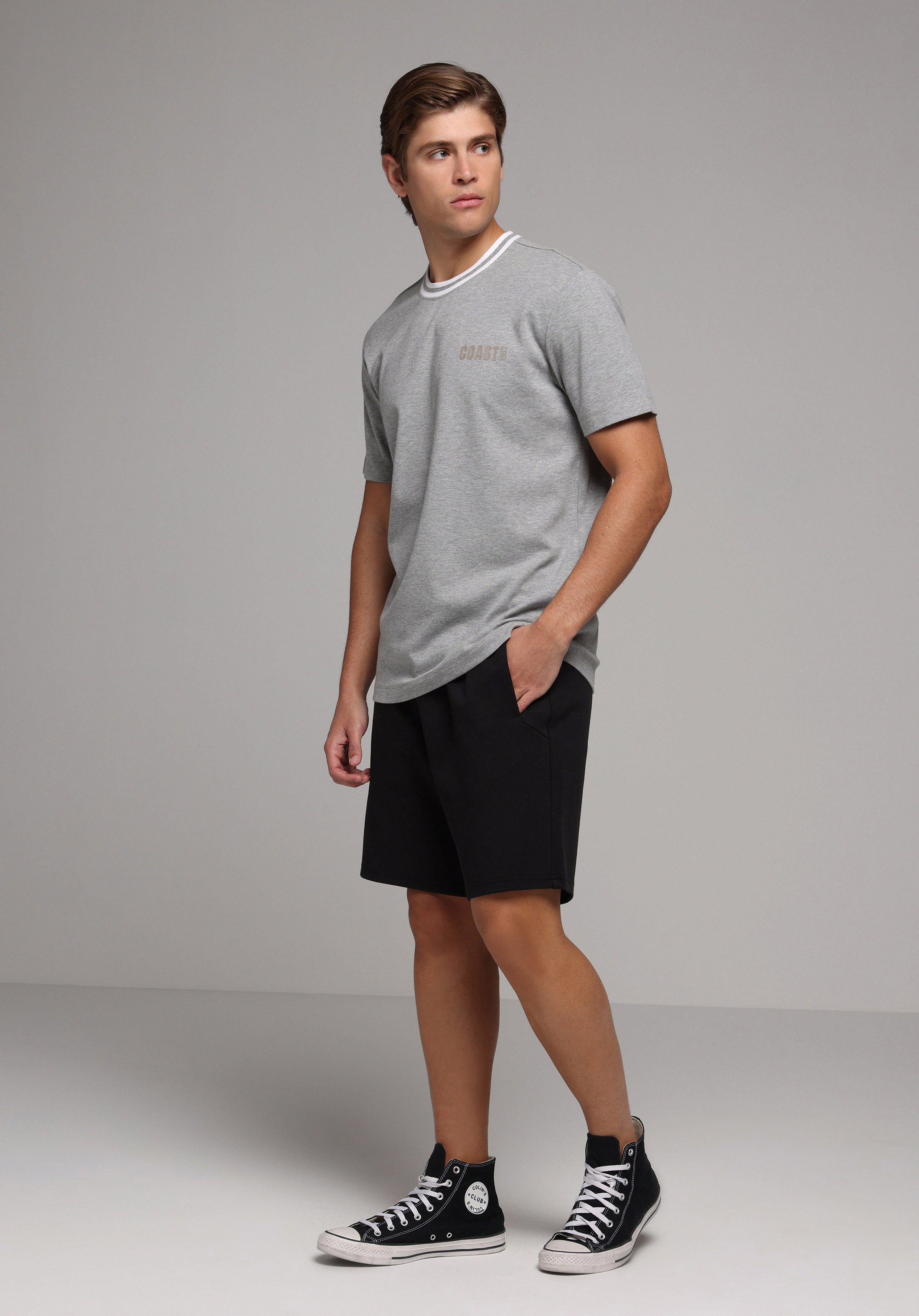 Regular Fit Yuvarlak Yaka Düz Erkek Gri Kısa Kol Tişört
