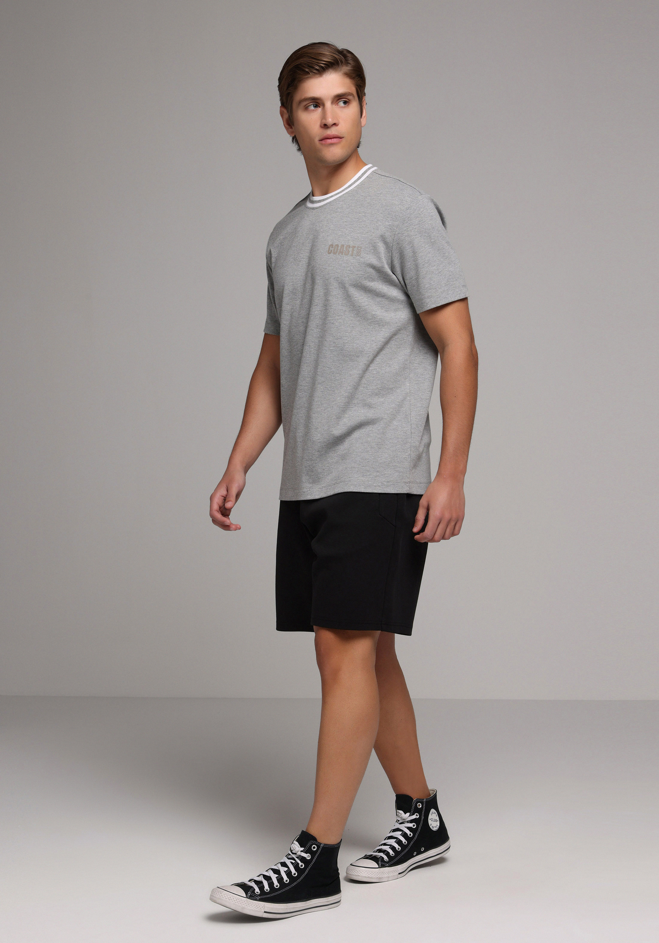 Regular Fit Orta Bel Düz Erkek Siyah Şort