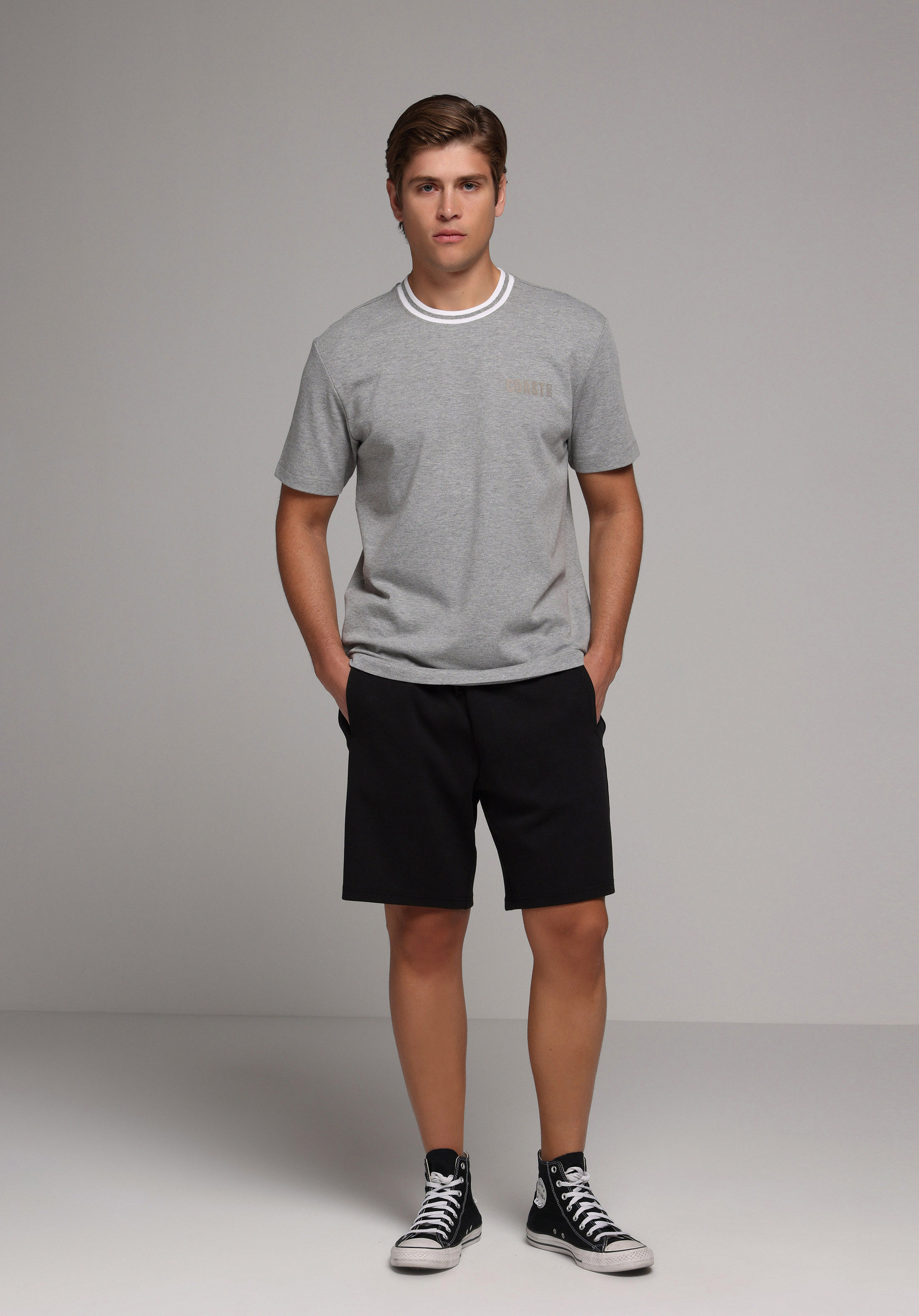 Regular Fit Orta Bel Düz Erkek Siyah Şort