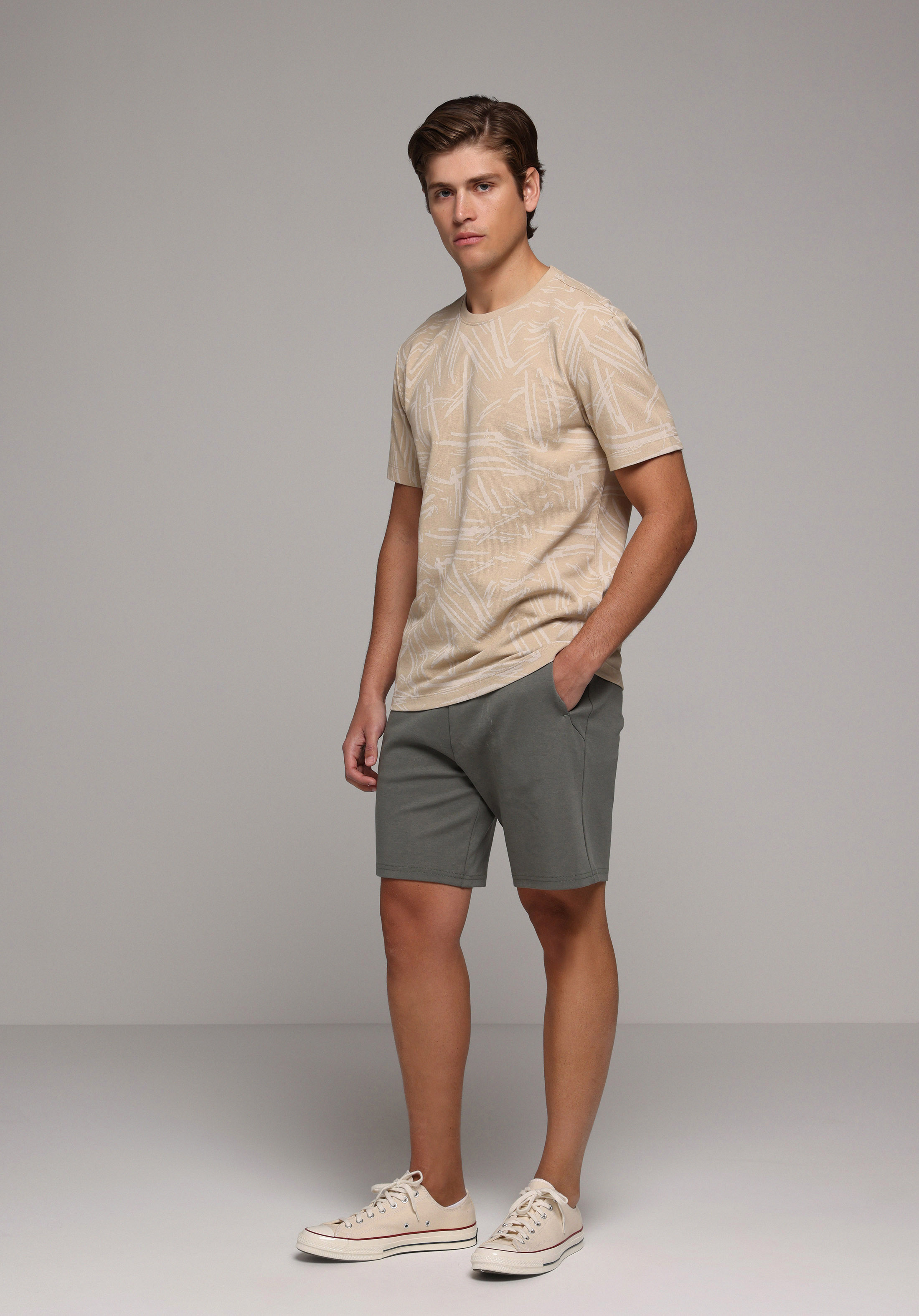 Regular Fit Orta Bel Düz Erkek Yeşil Şort