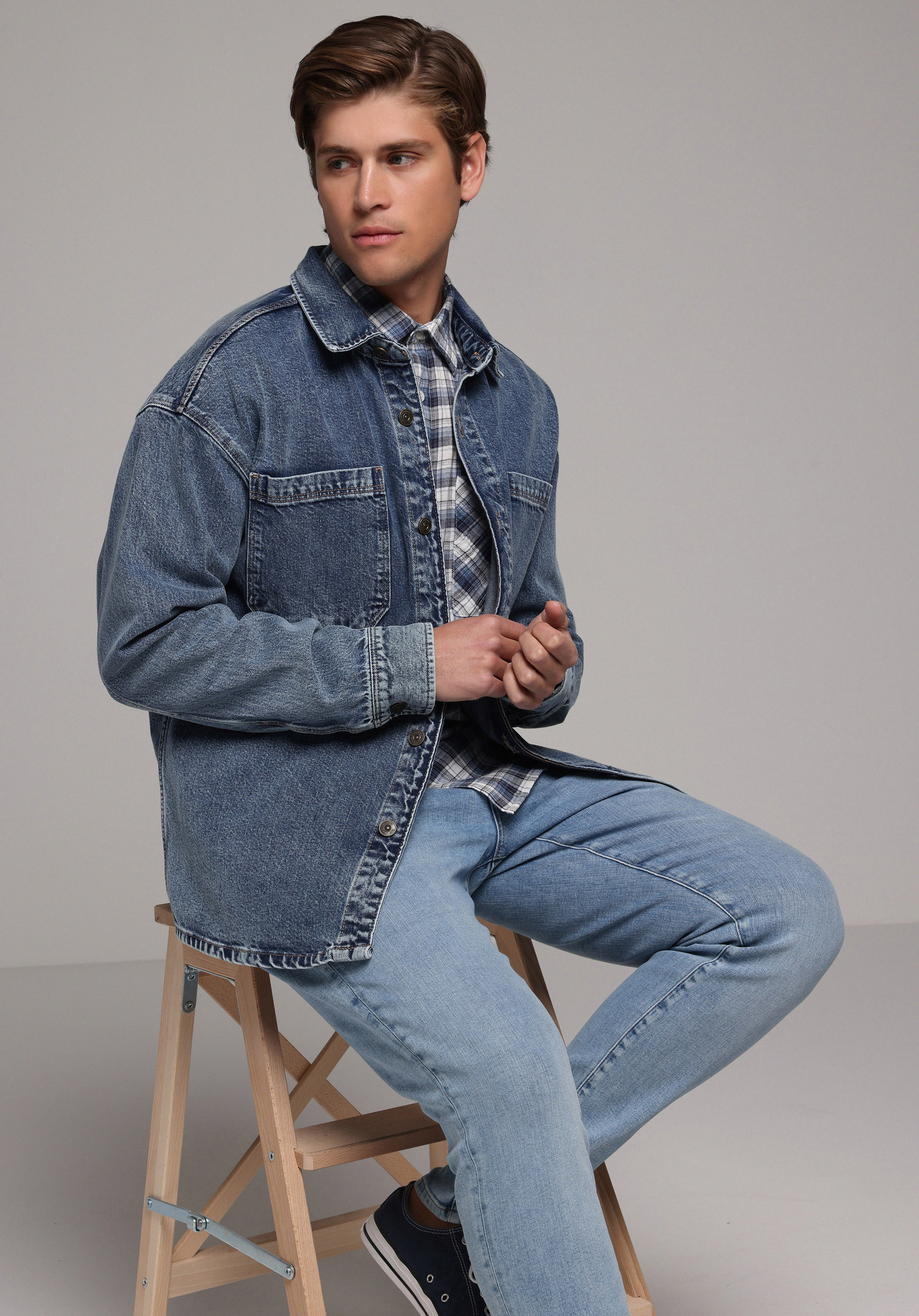 Slim Fit   Erkek Light İndigo Denim Jean Pantolon