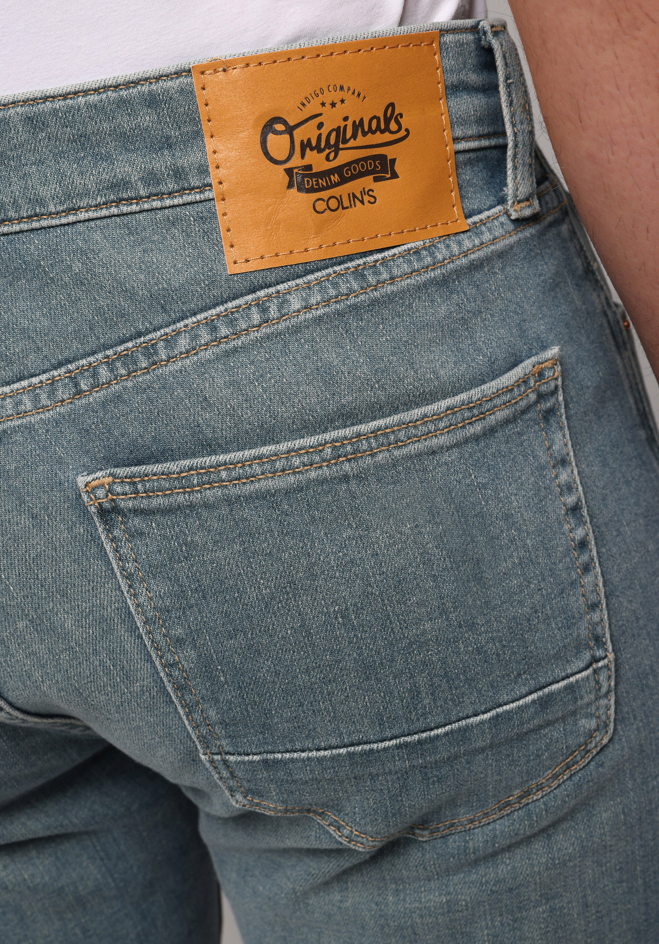 Slim Fit   Erkek Green Cast Denim Jean Pantolon