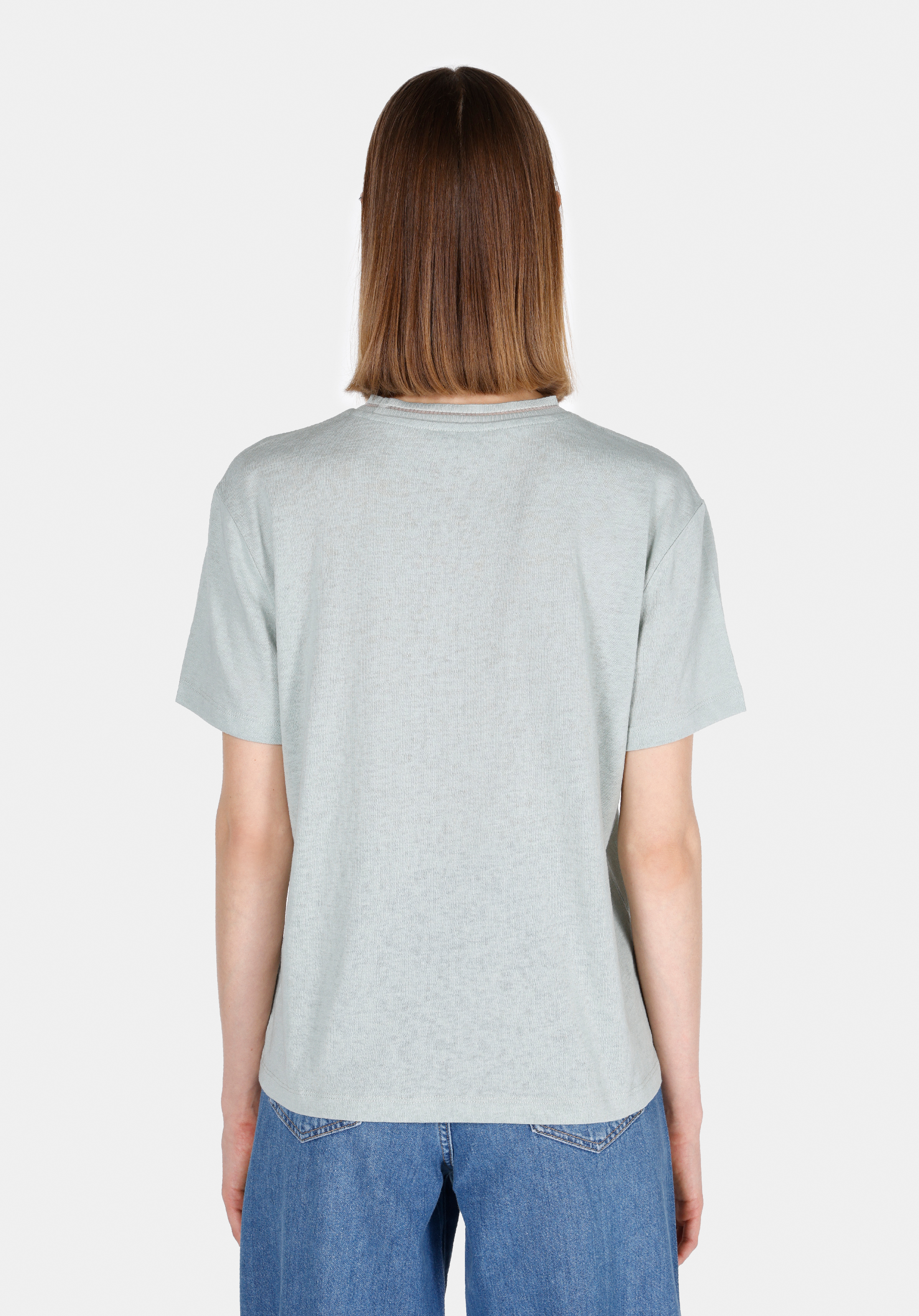 Regular Fit Yuvarlak Yaka Düz Kadın Yeşil Kısa Kol Tişört