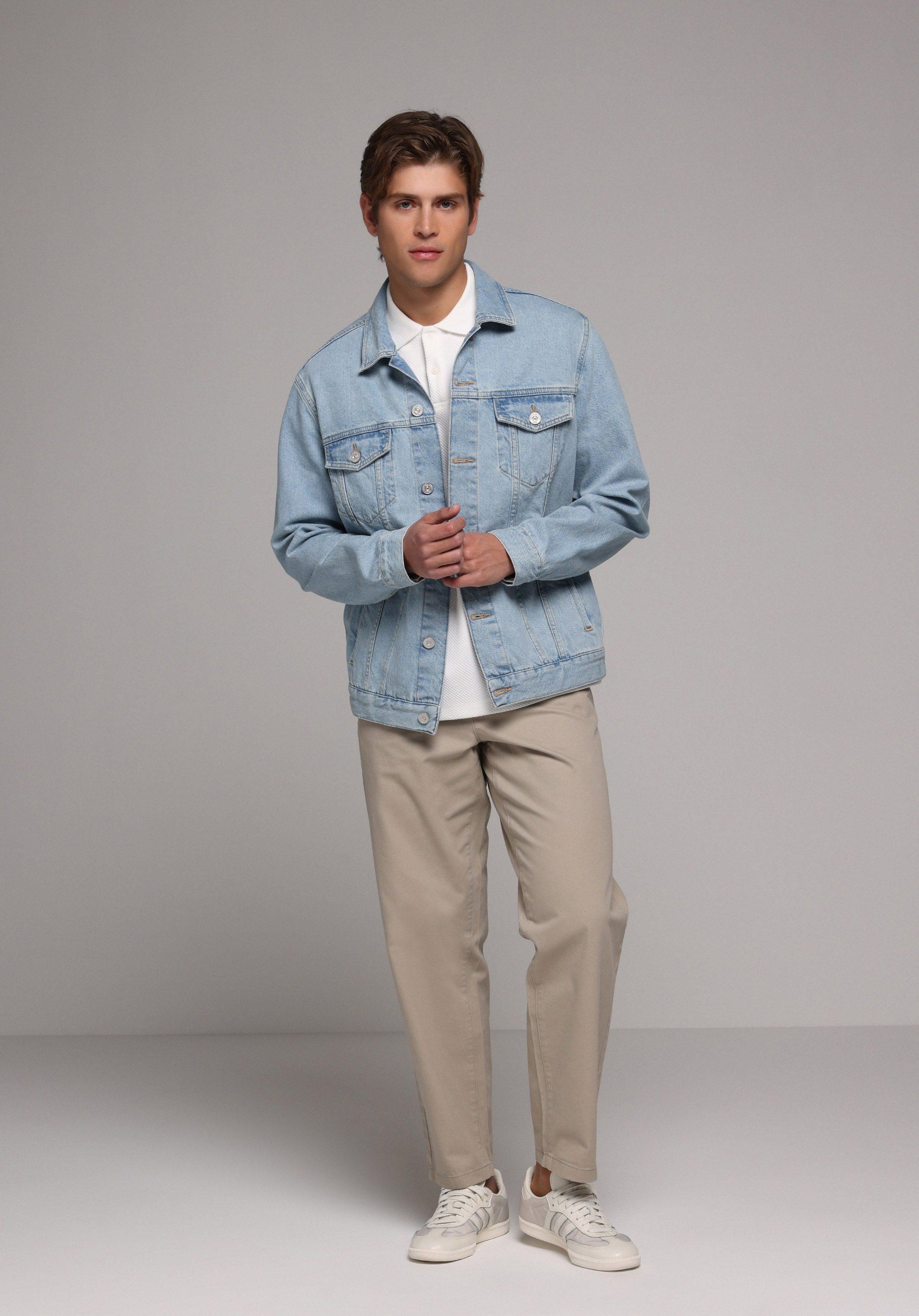 Regular Fit Orta Bel Düz Paça Erkek Bej  Pantolon