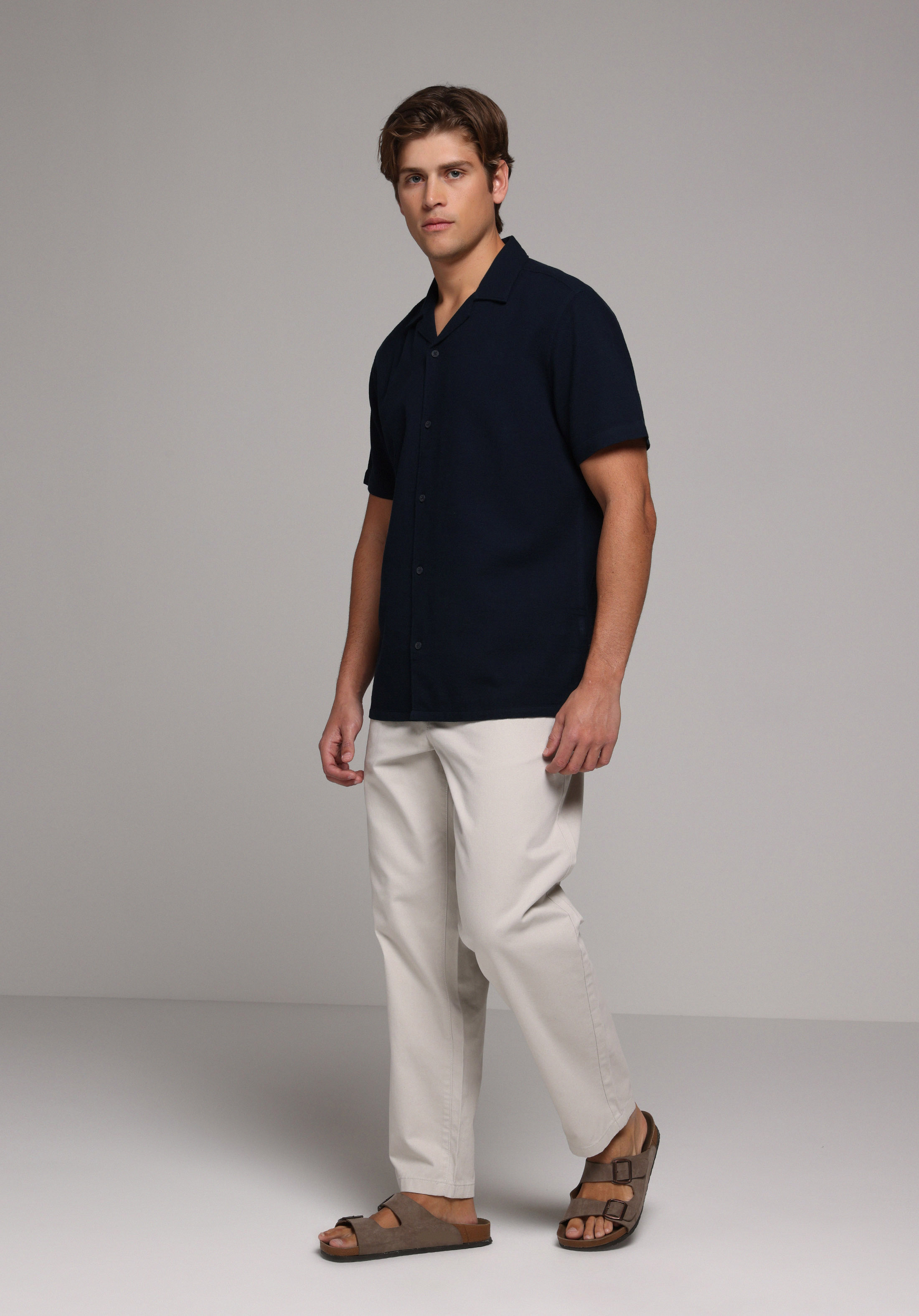 Regular Fit Orta Bel Düz Paça Erkek Taş  Pantolon