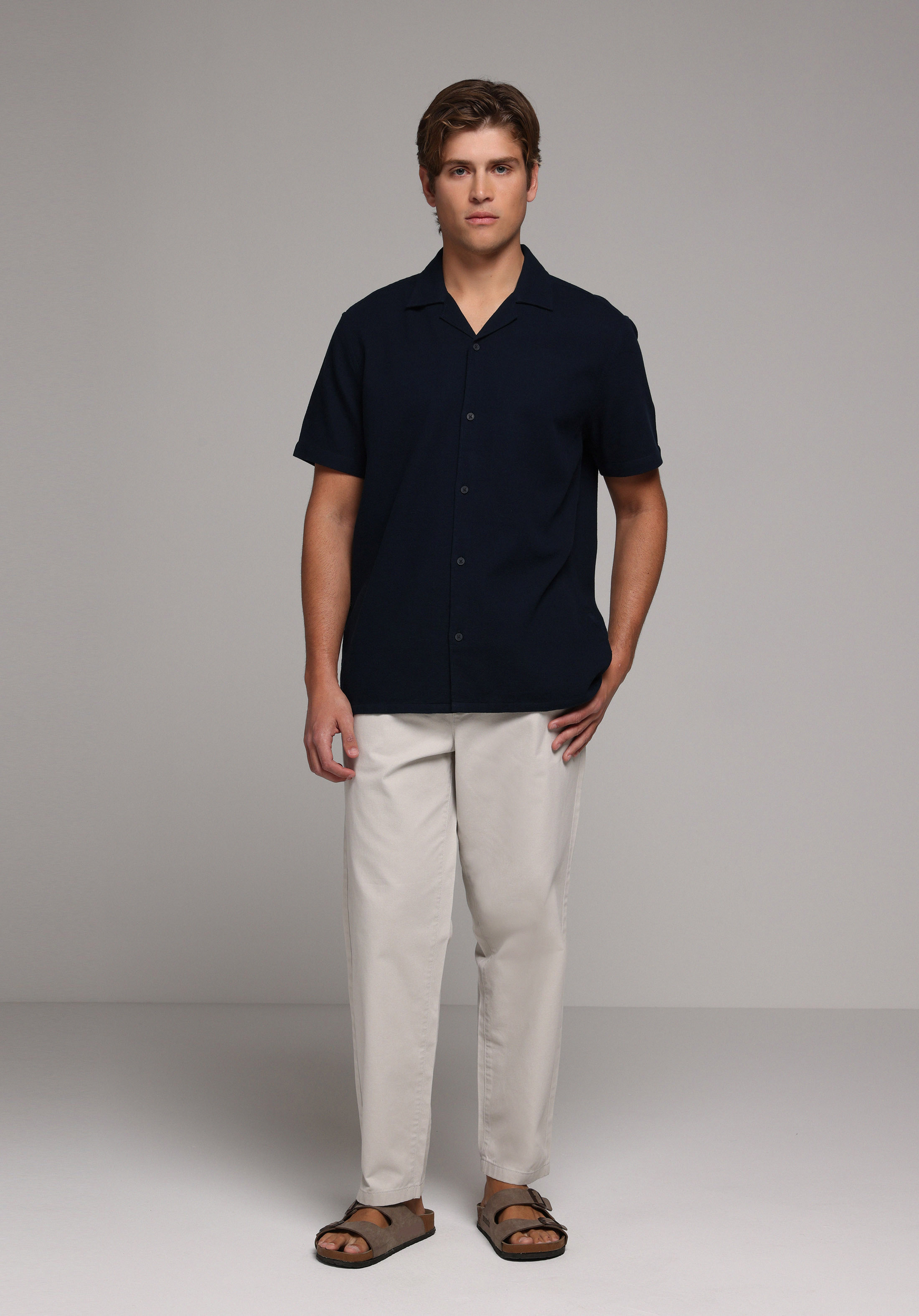 Regular Fit Orta Bel Düz Paça Erkek Taş  Pantolon