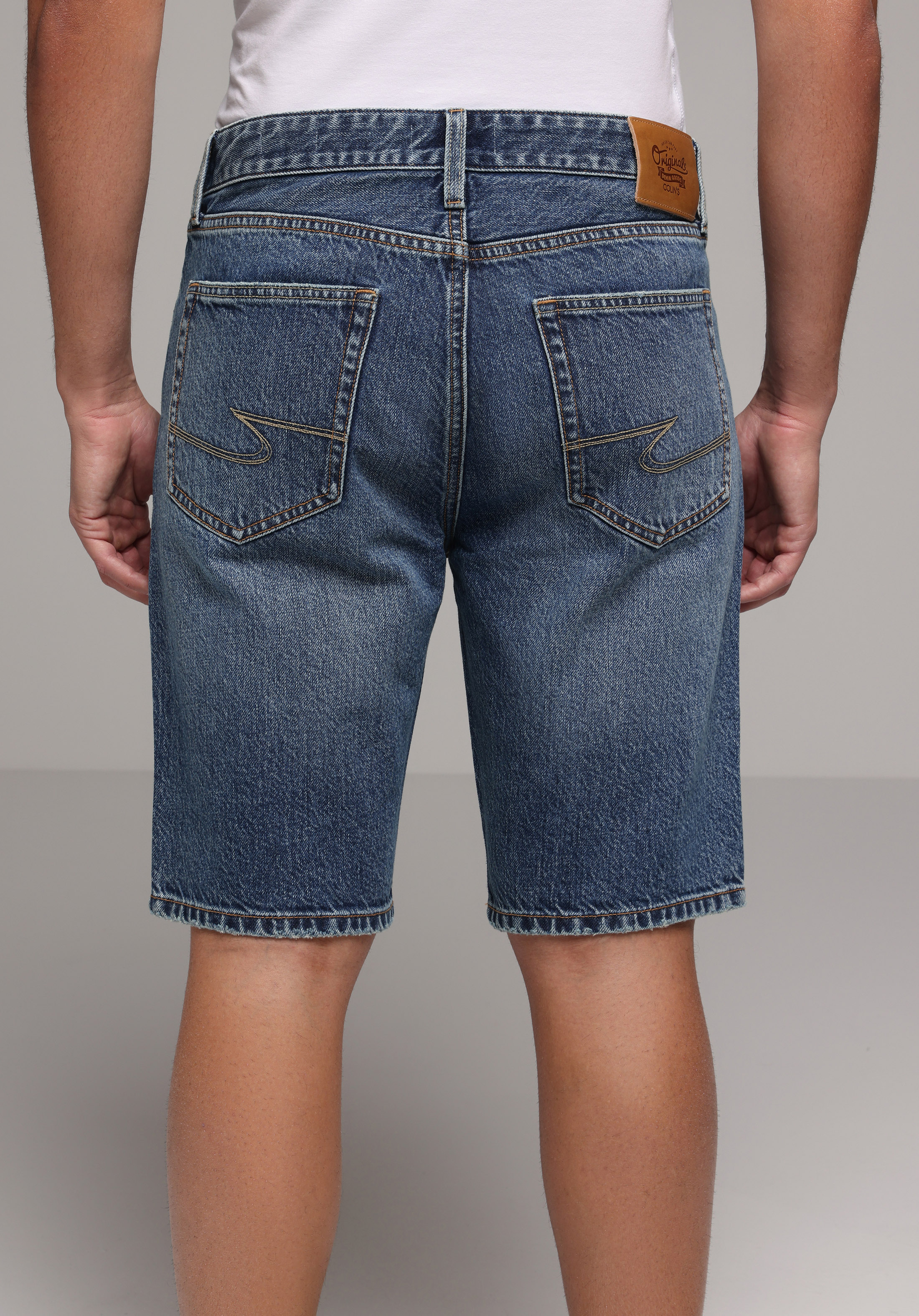 Regular Fit Orta Bel Düz Erkek Mid İndigo Denim Jean Şort