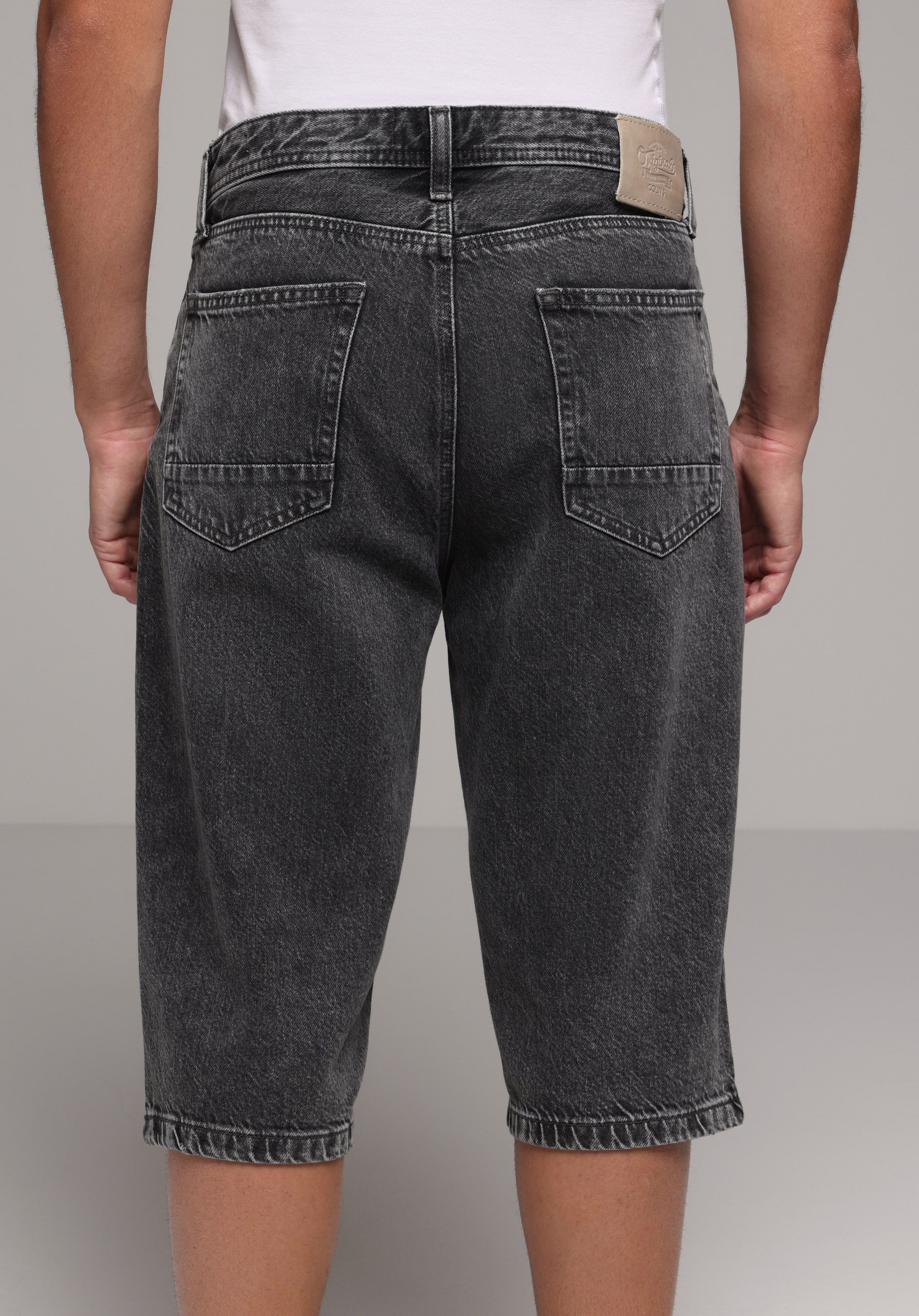 Straight Fit Orta Bel Düz Erkek Black Denim Jean Şort