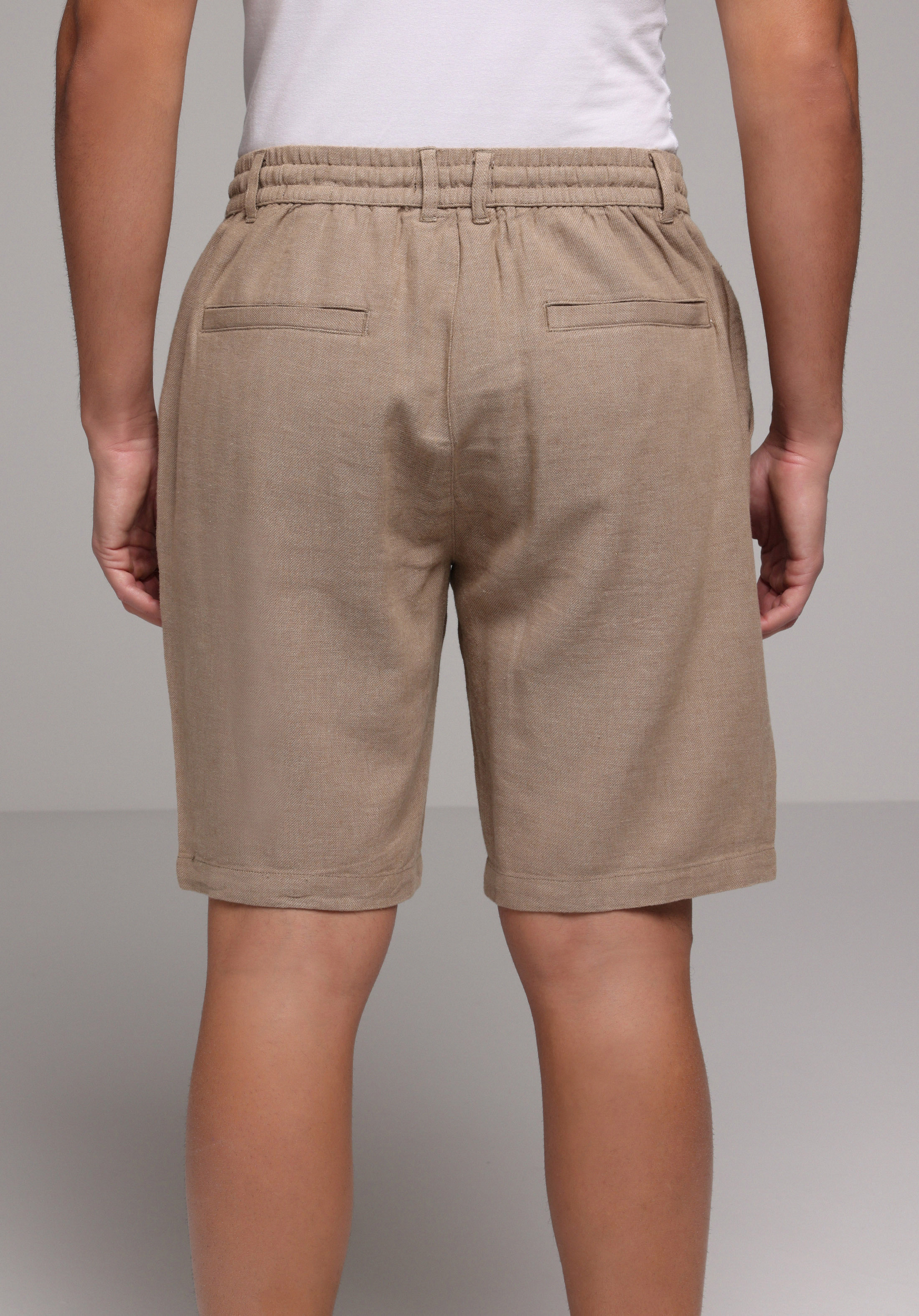 Regular Fit Orta Bel Düz Erkek Kahverengi Şort