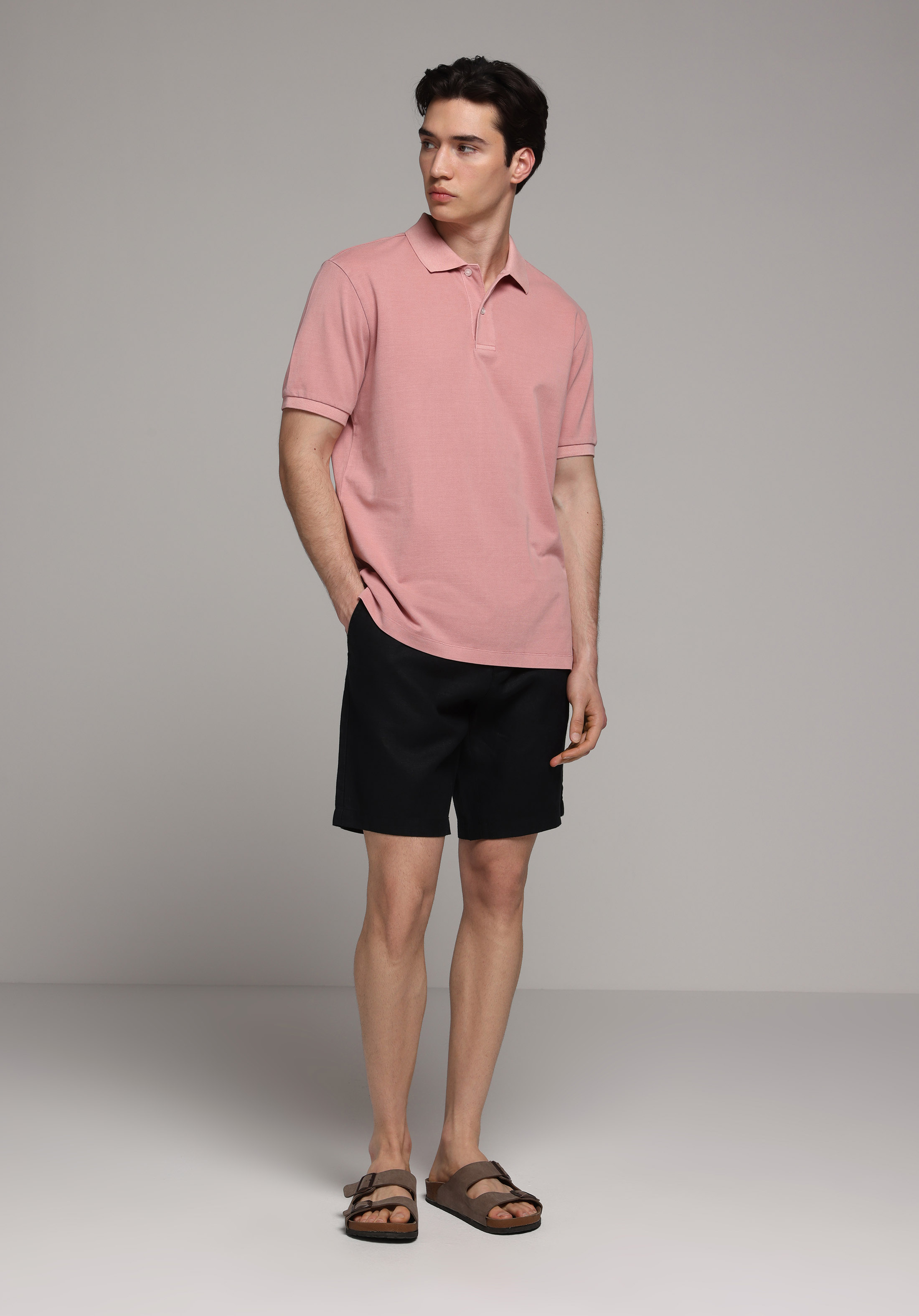 Regular Fit Orta Bel Düz Erkek Siyah Şort