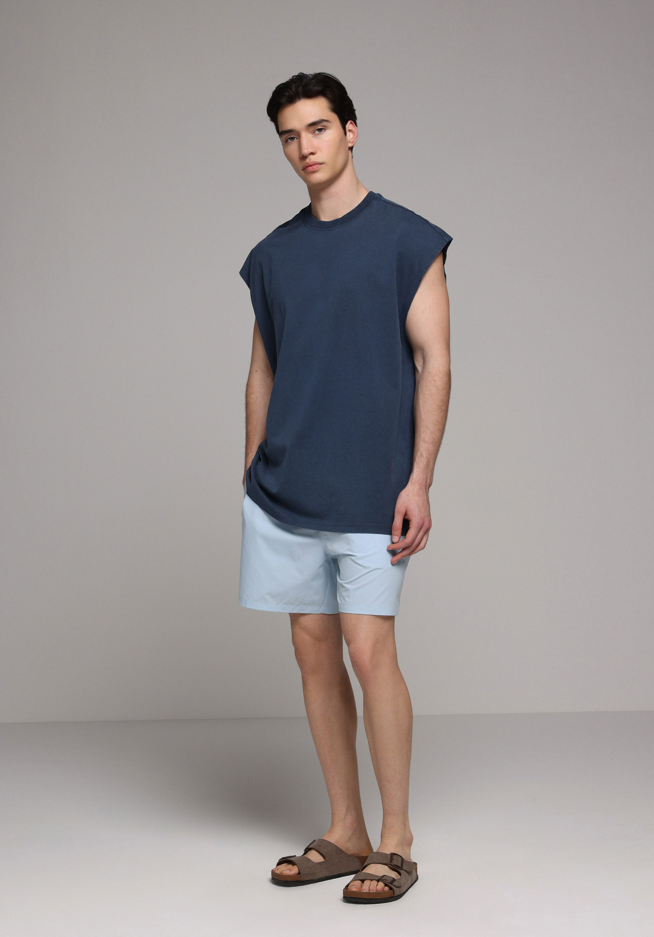 Oversize Fit   Erkek Mavi Atlet