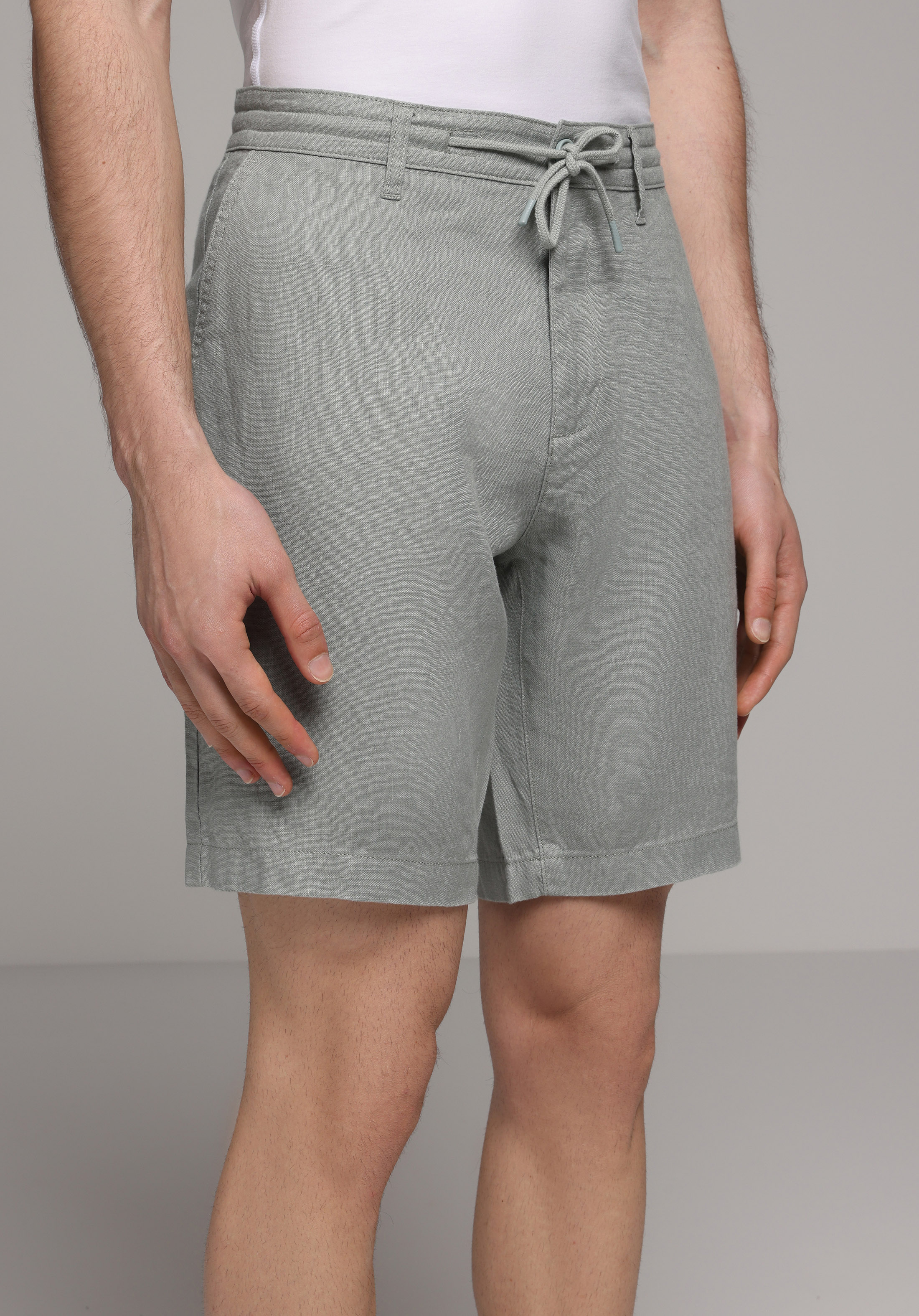 Regular Fit Orta Bel Düz Erkek Yeşil Şort