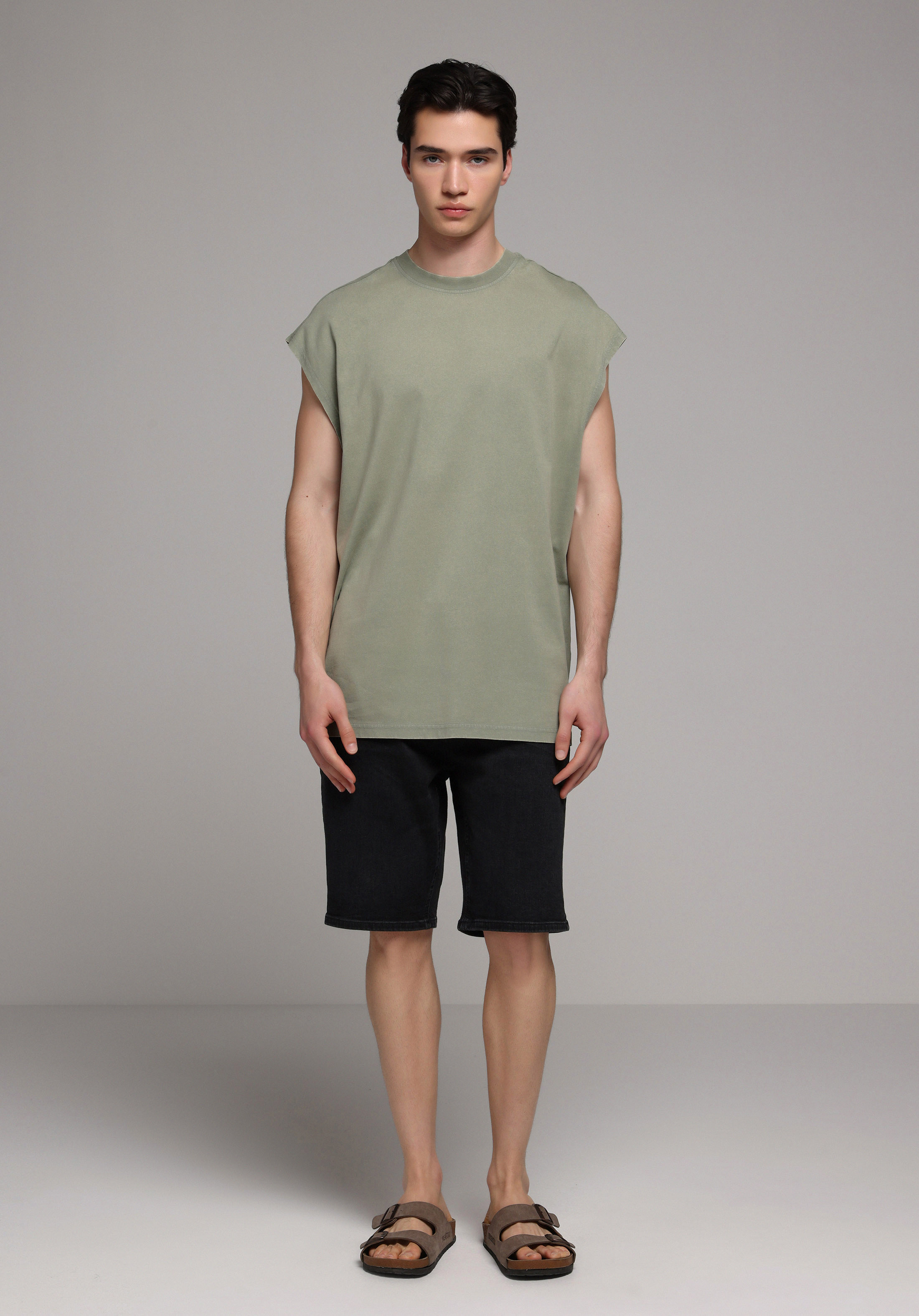Oversize Fit   Erkek Yeşil Atlet