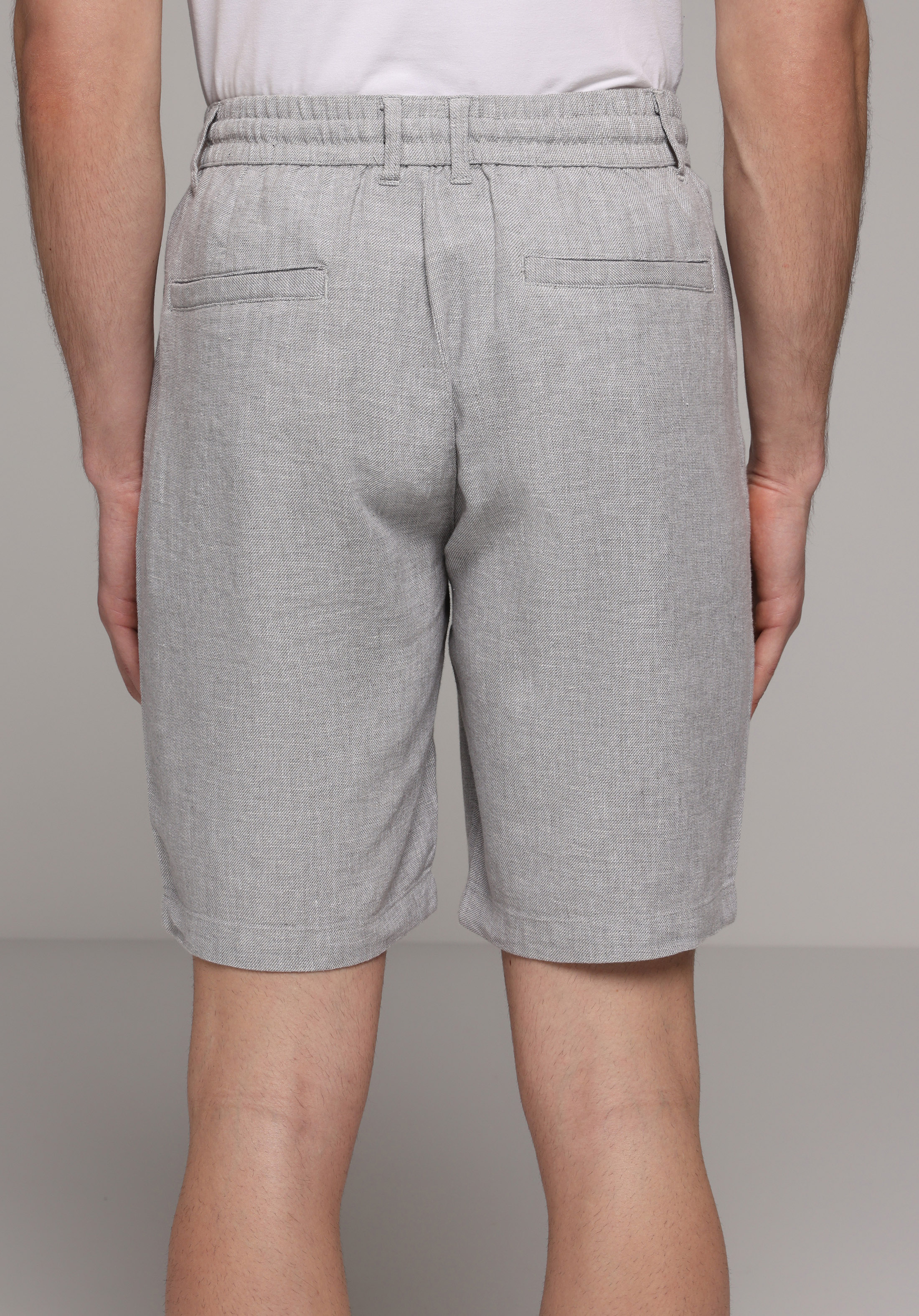 Regular Fit Orta Bel Düz Erkek Gri Şort