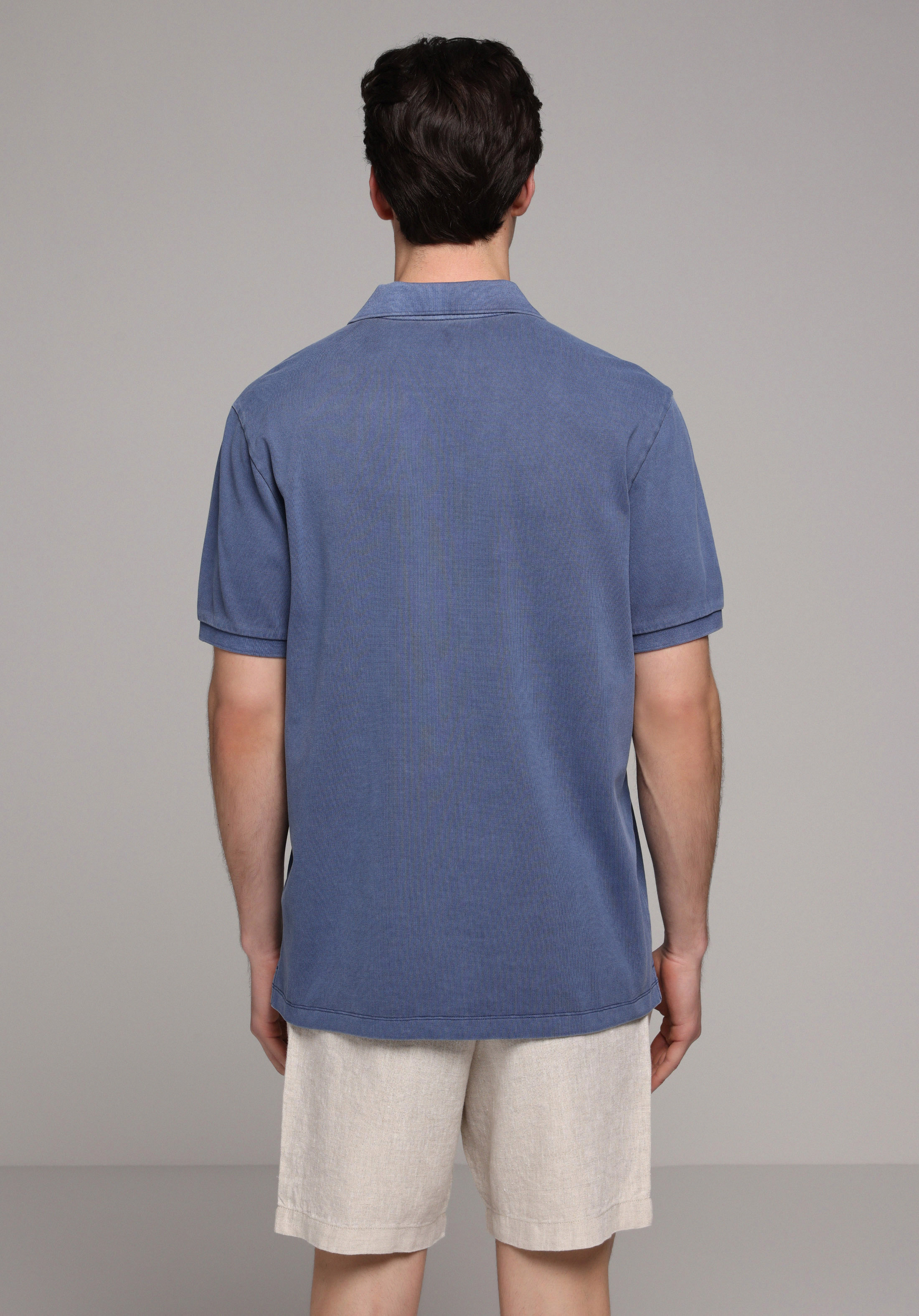 Regular Fit Polo Yaka Düz Erkek Mavi Kısa Kol Tişört