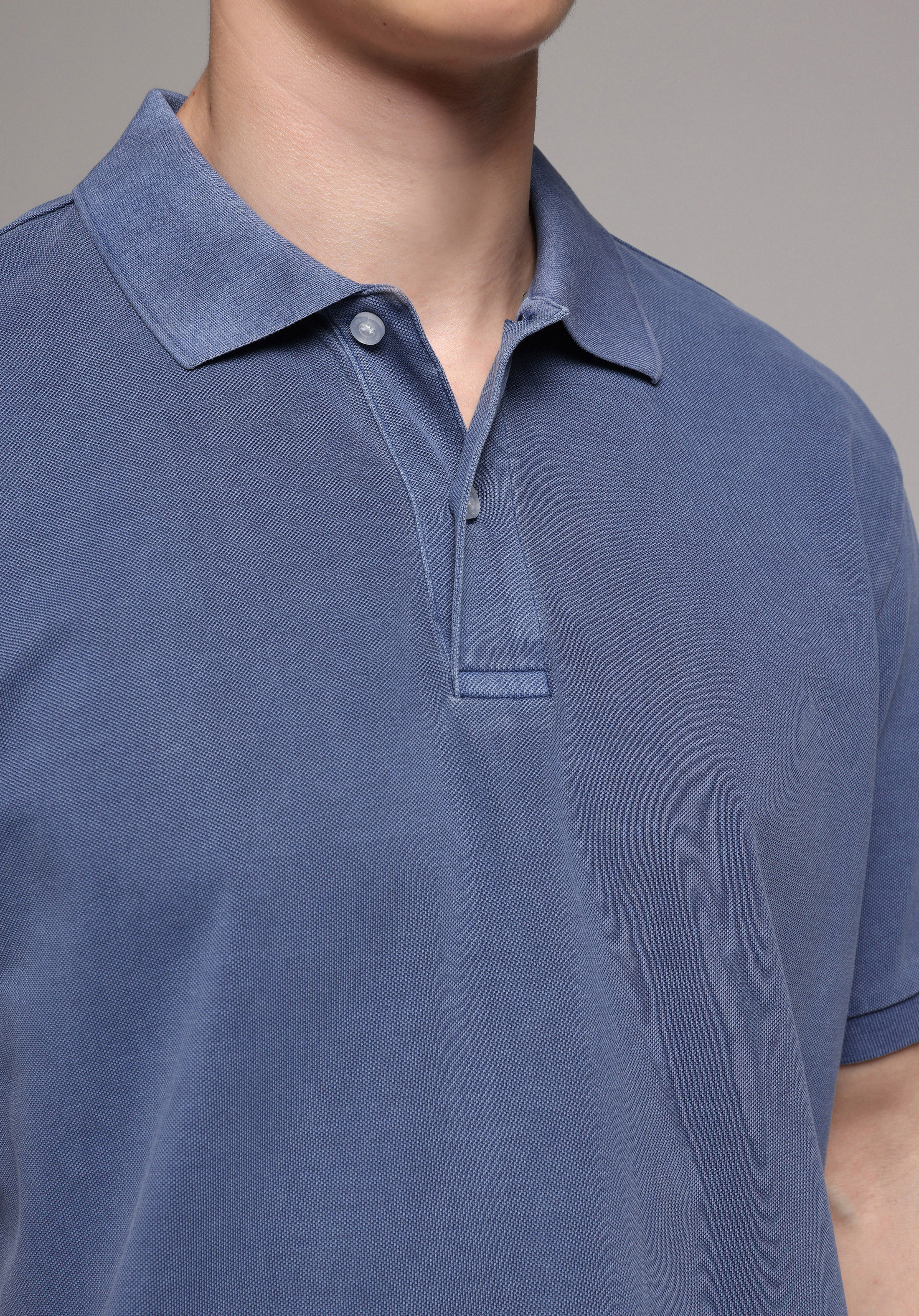 Regular Fit Polo Yaka Düz Erkek Mavi Kısa Kol Tişört