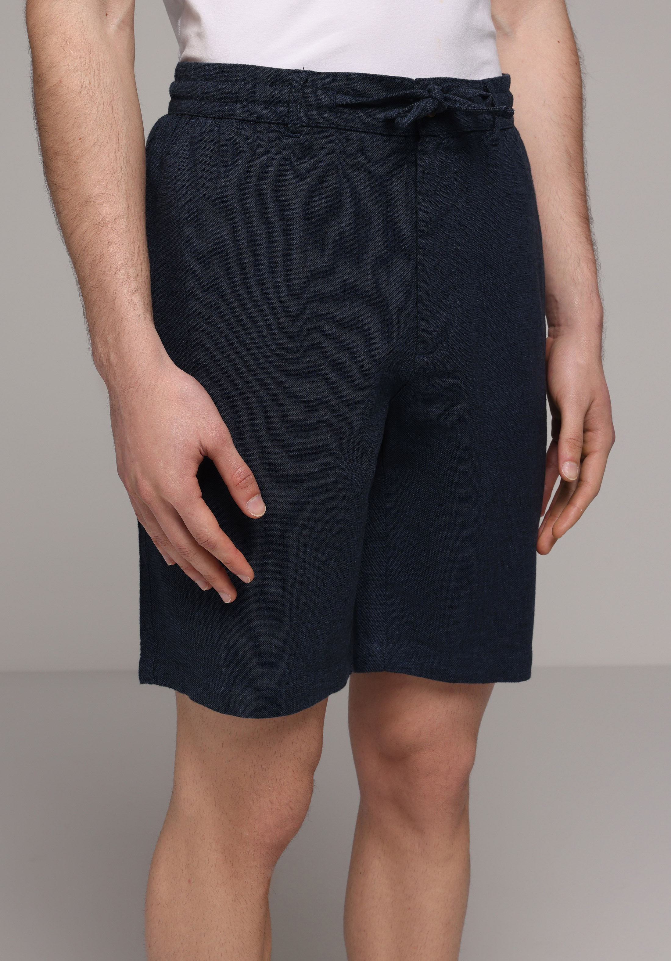 Regular Fit Orta Bel Düz Erkek Lacivert Şort