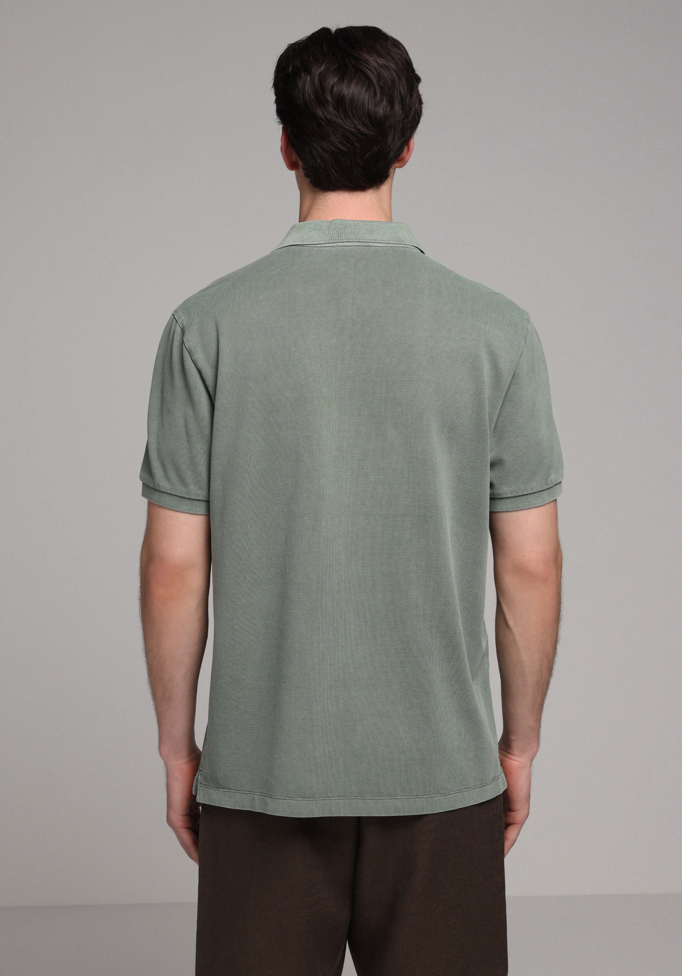 Regular Fit Polo Yaka Düz Erkek Yeşil Kısa Kol Tişört