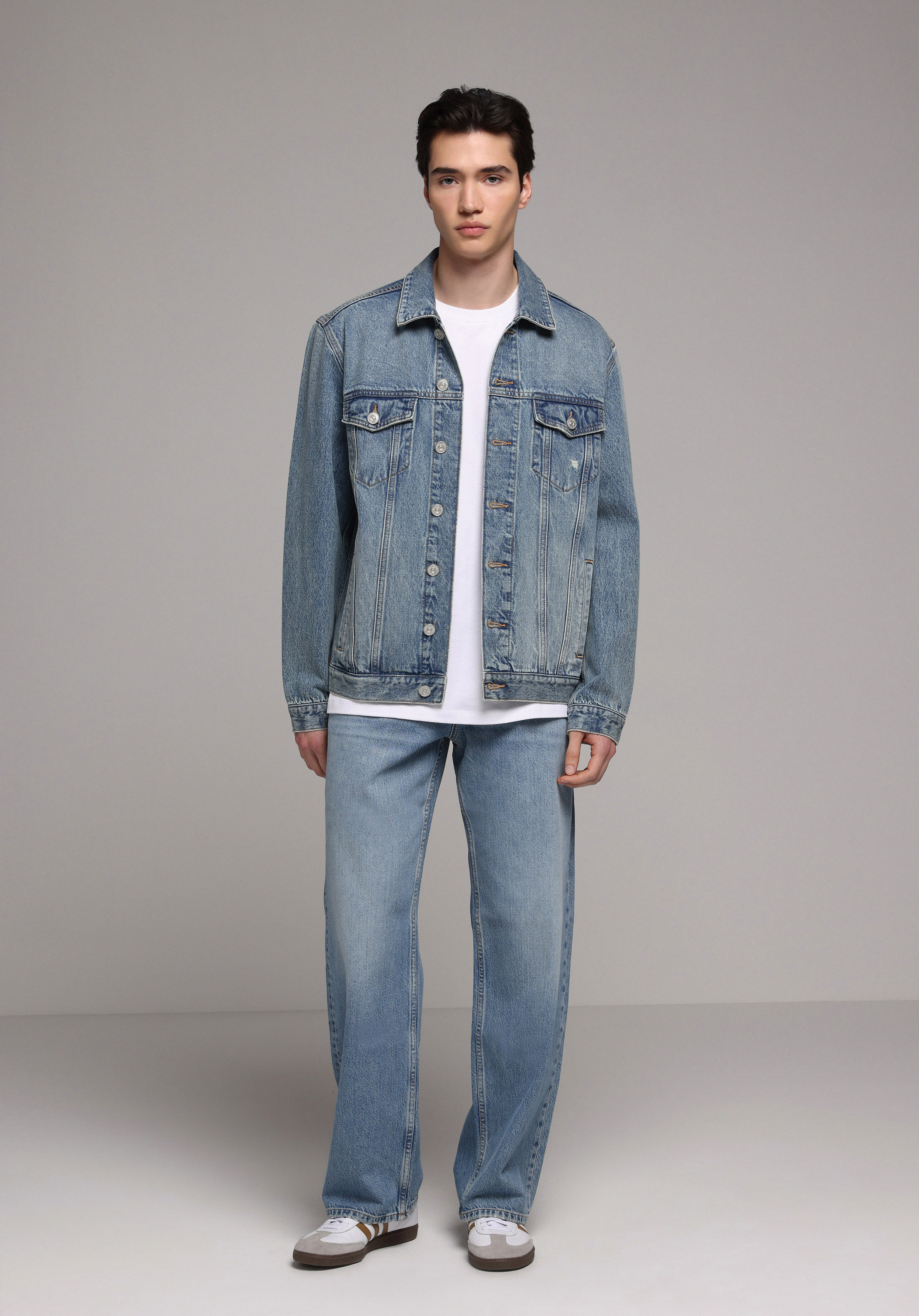 Relaxed Fit   Erkek Mid İndigo Denim Jean Pantolon