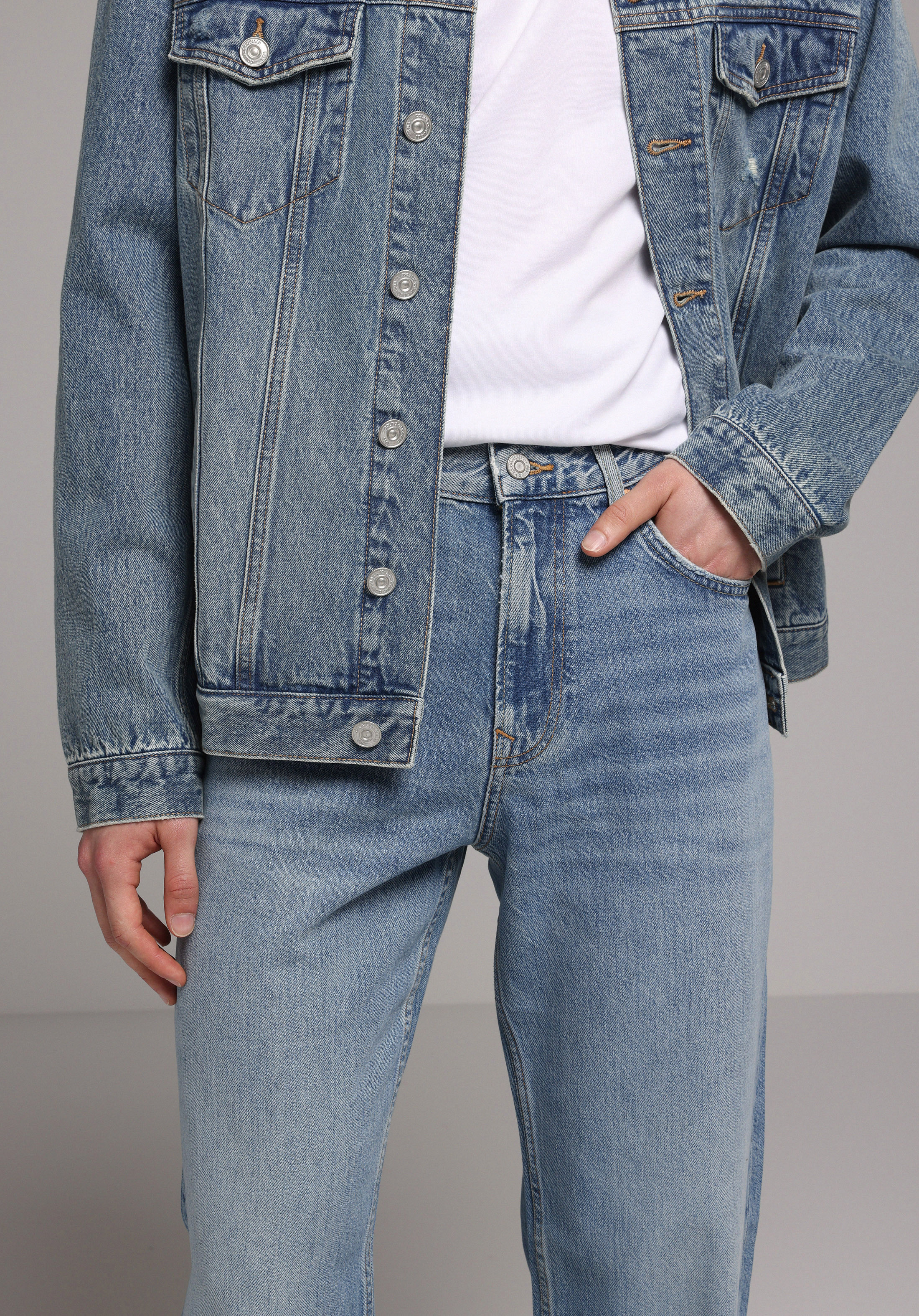 Relaxed Fit   Erkek Mid İndigo Denim Jean Pantolon